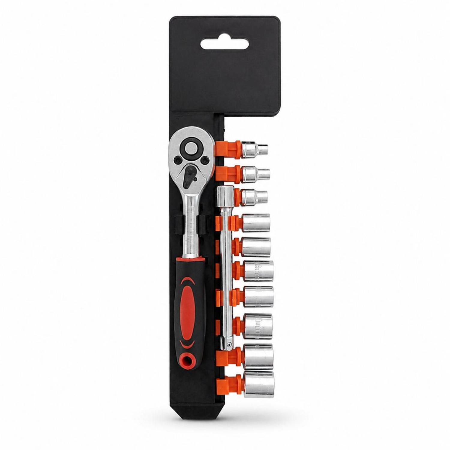 JUEGO DE HERRAMIENTAS 12 PIEZAS RATCHET 1/4' CON 10 DADOS DE 6 PUNTAS - 7