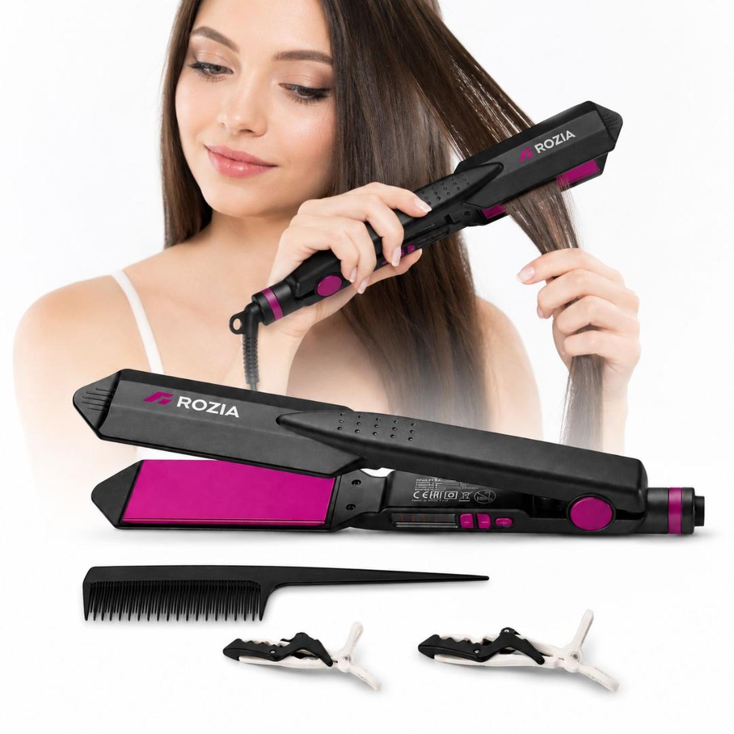PLANCHA DE PELO ALISADOR PROFESIONAL PARA CABELLO ROZIA HR859 T° HASTA 527°C - 1