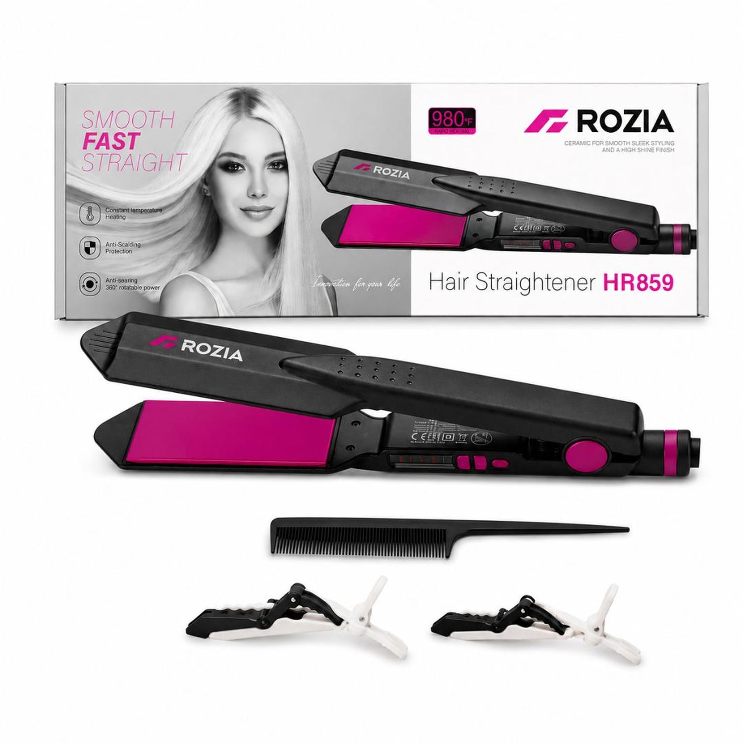 PLANCHA DE PELO ALISADOR PROFESIONAL PARA CABELLO ROZIA HR859 T° HASTA 527°C - 2
