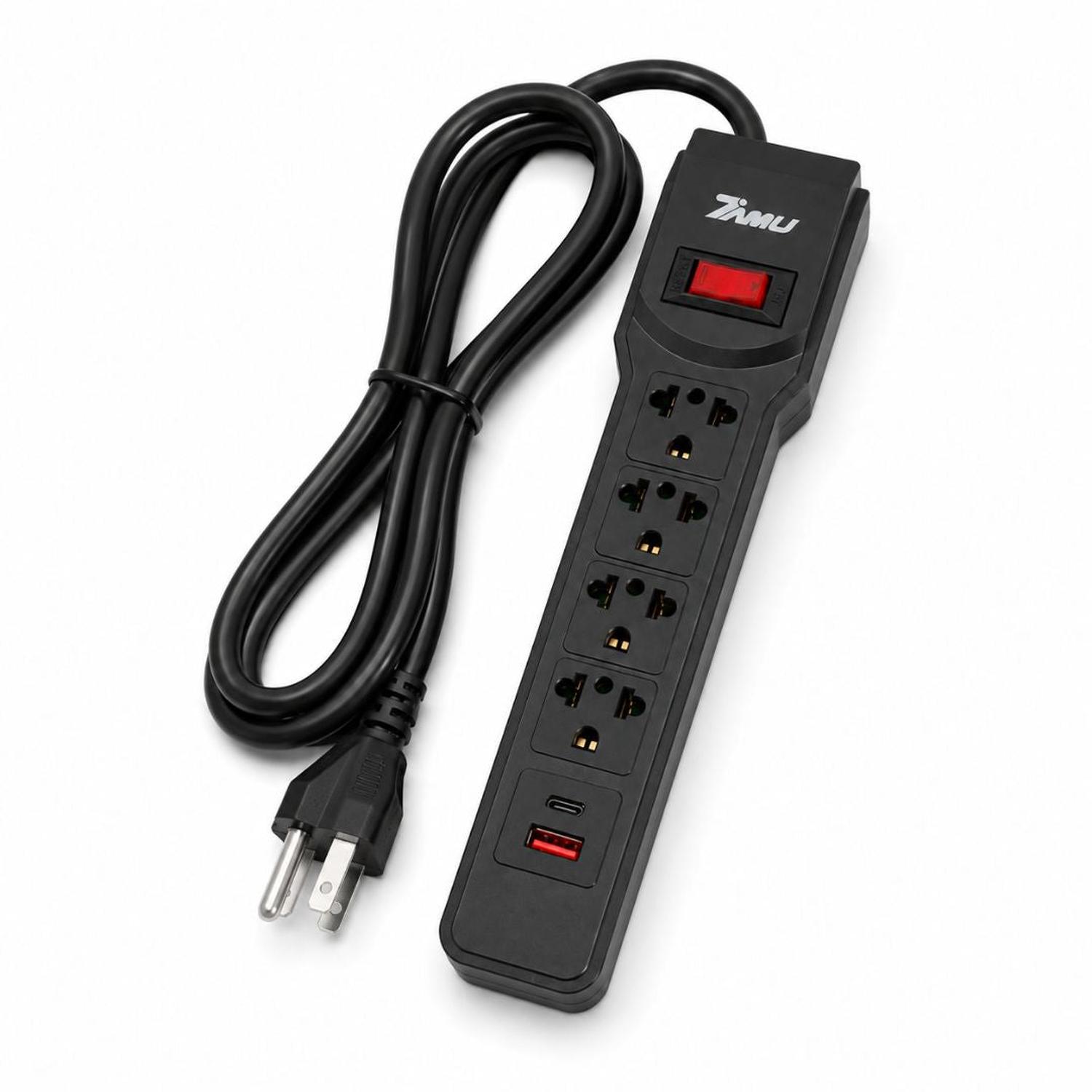 SUPRESOR DE PICOS EXTENSIÓN ELÉCTRICA DE 1 METRO 7 EN 1 TOMACORRIENTES USB TIPO C - 1