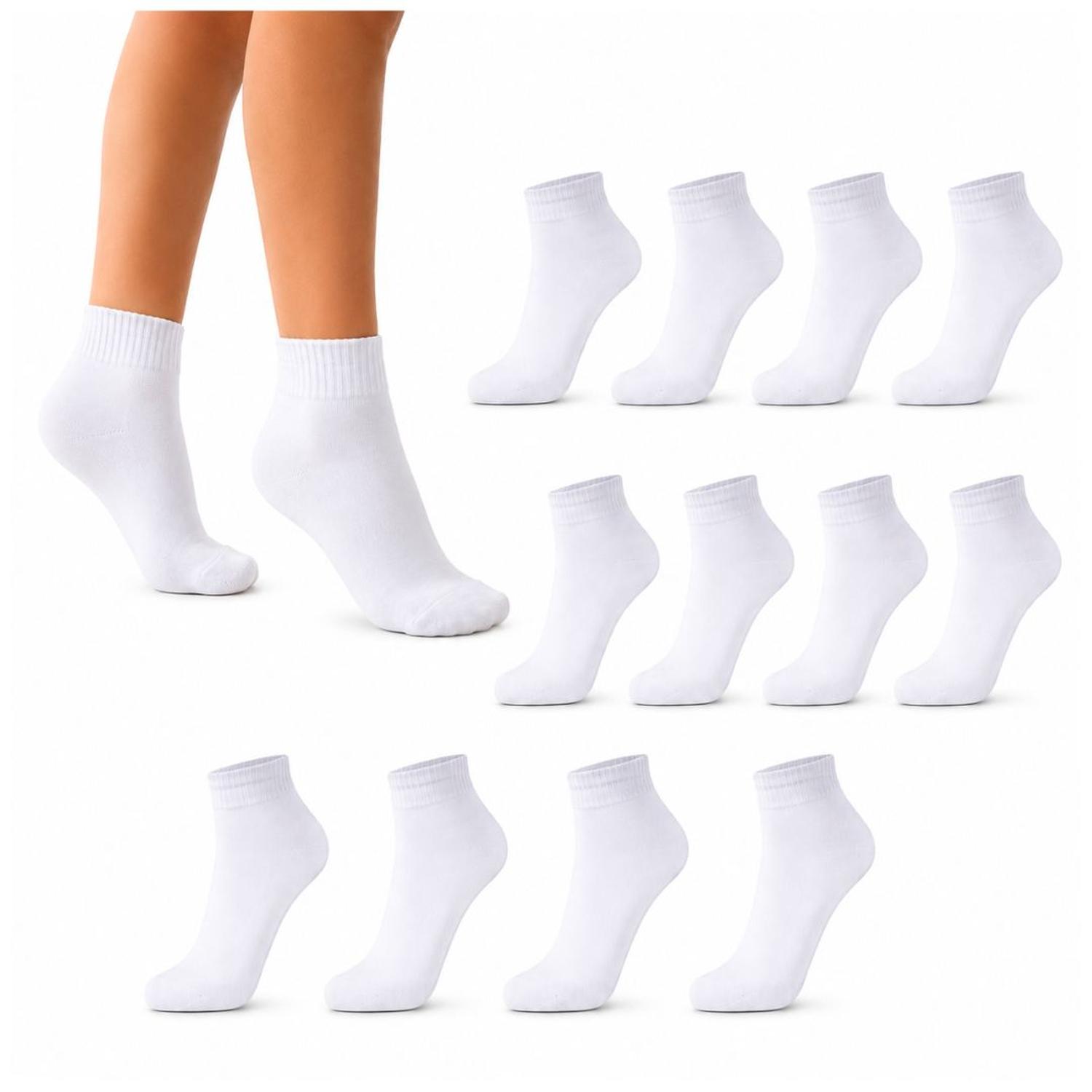 PACK X12 PARES DE MEDIAS CORTAS BLANCAS DEPORTIVAS PARA NIÑOS TALLA ESTÁNDAR - 1