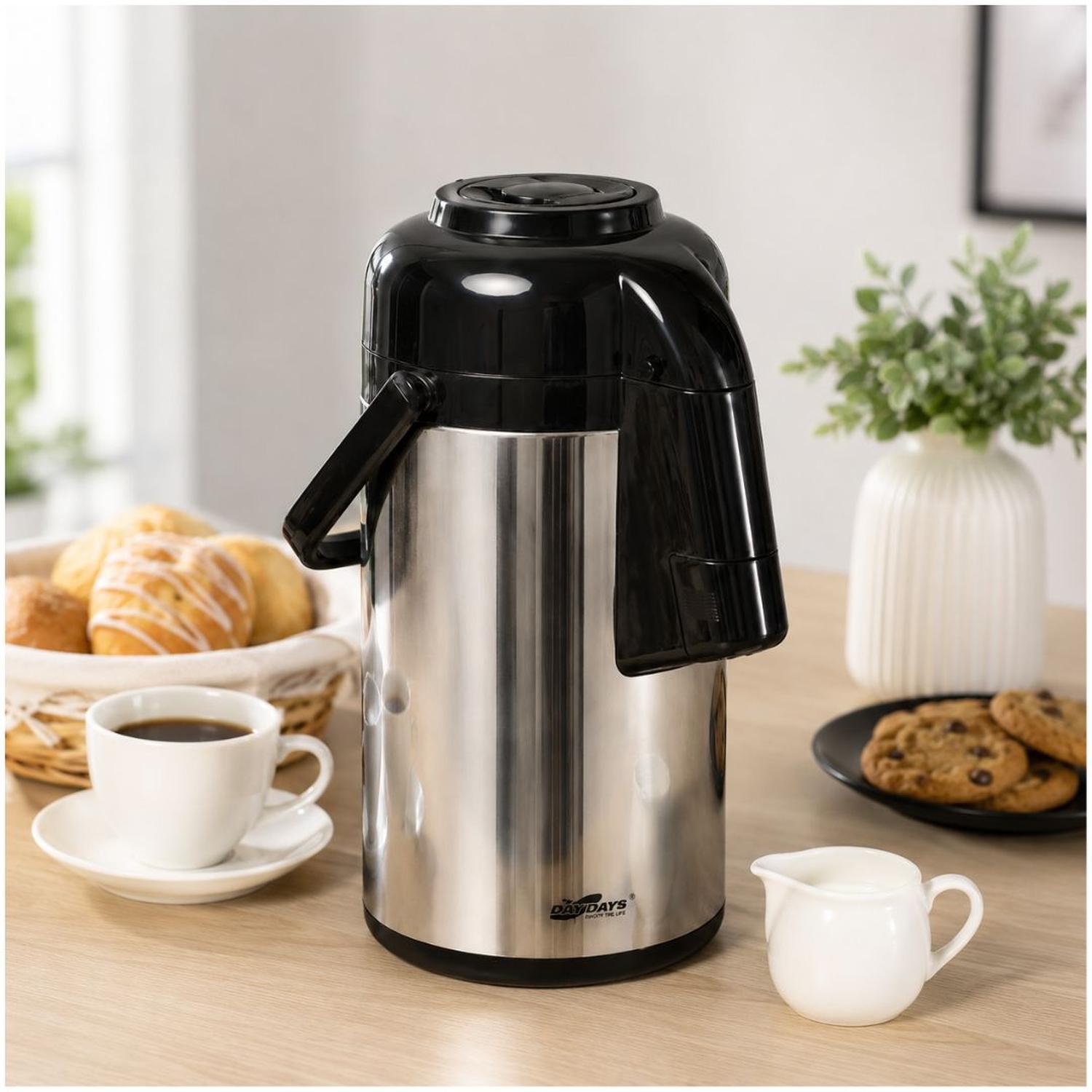 TERMO CON DISPENSADOR DAYDAYS GRANDE 3 LITROS ACERO INOXIDABLE BEBIDAS FRÍAS CALIENTES - 1