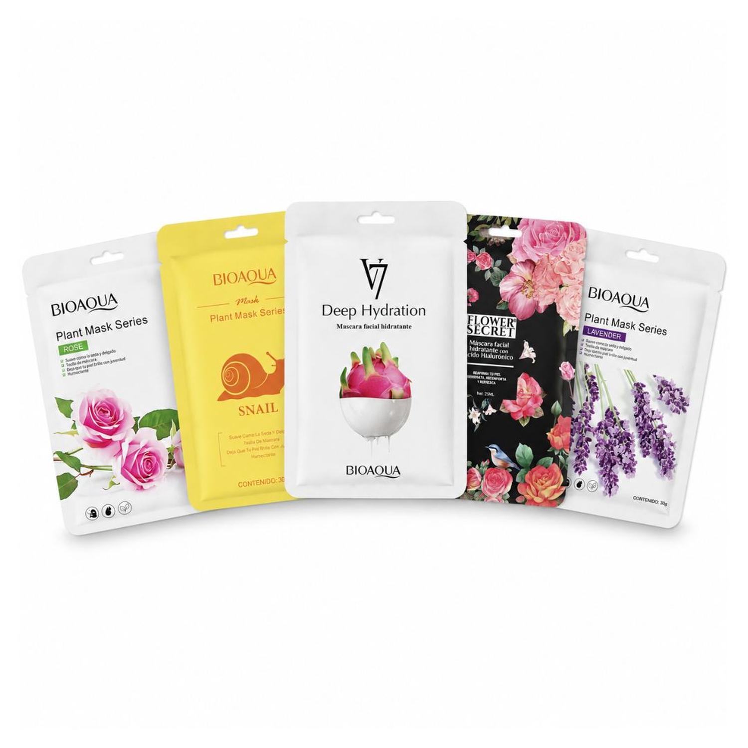PACK X5 MASCARILLA FACIAL HIDRATANTE 150G COLÁGENO ÁCIDO HIALURÓNICO DISEÑO ALEATORIO - 2