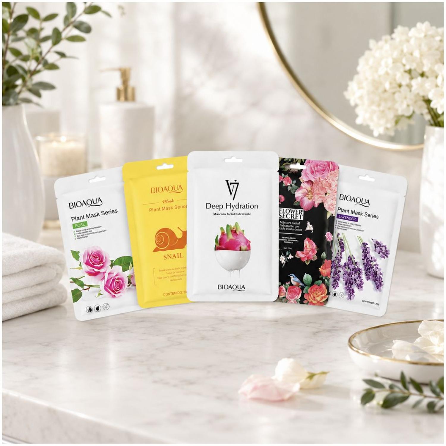 PACK X5 MASCARILLA FACIAL HIDRATANTE 150G COLÁGENO ÁCIDO HIALURÓNICO DISEÑO ALEATORIO - 5
