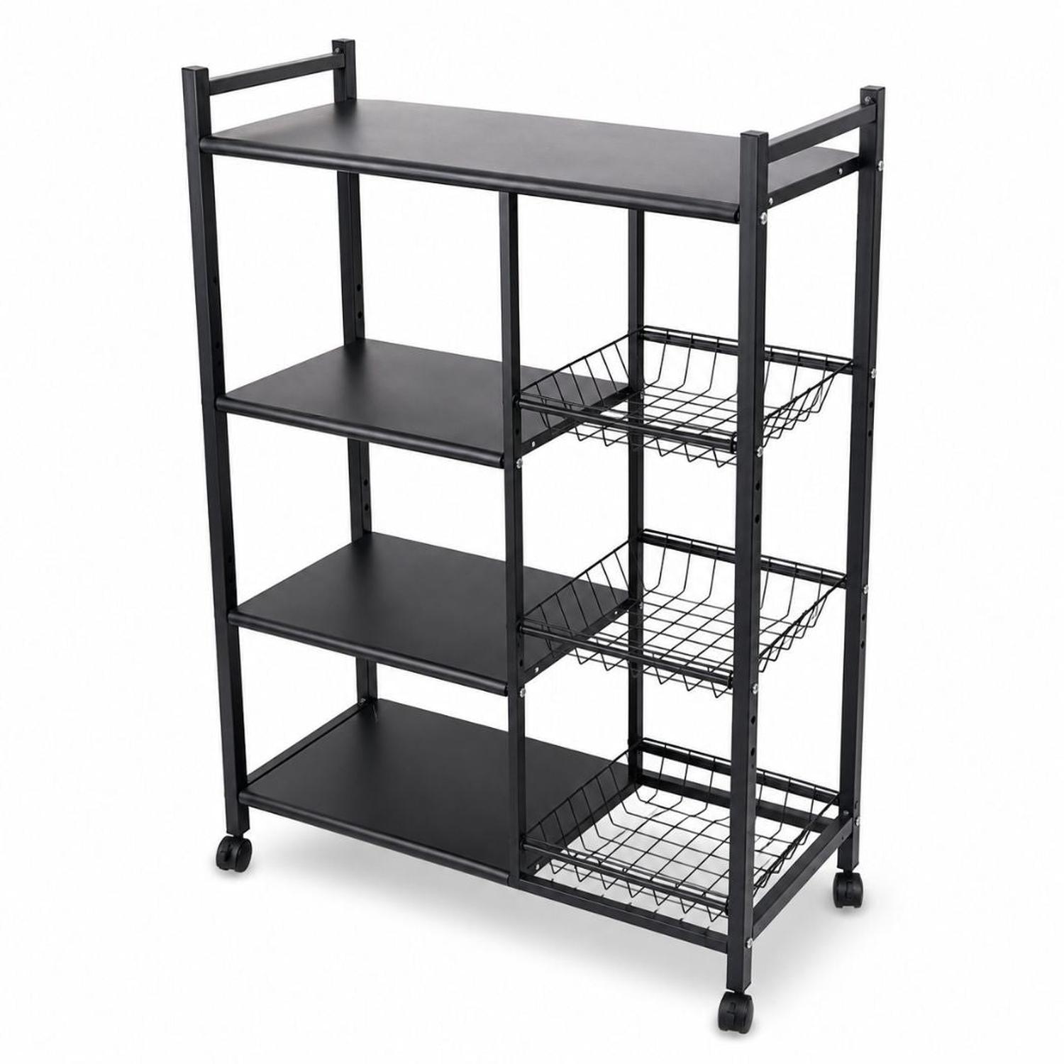 ESTANTE ORGANIZADOR DE COCINA MULTIUSOS DE METAL CON RUEDAS 108X80X32CM - 4