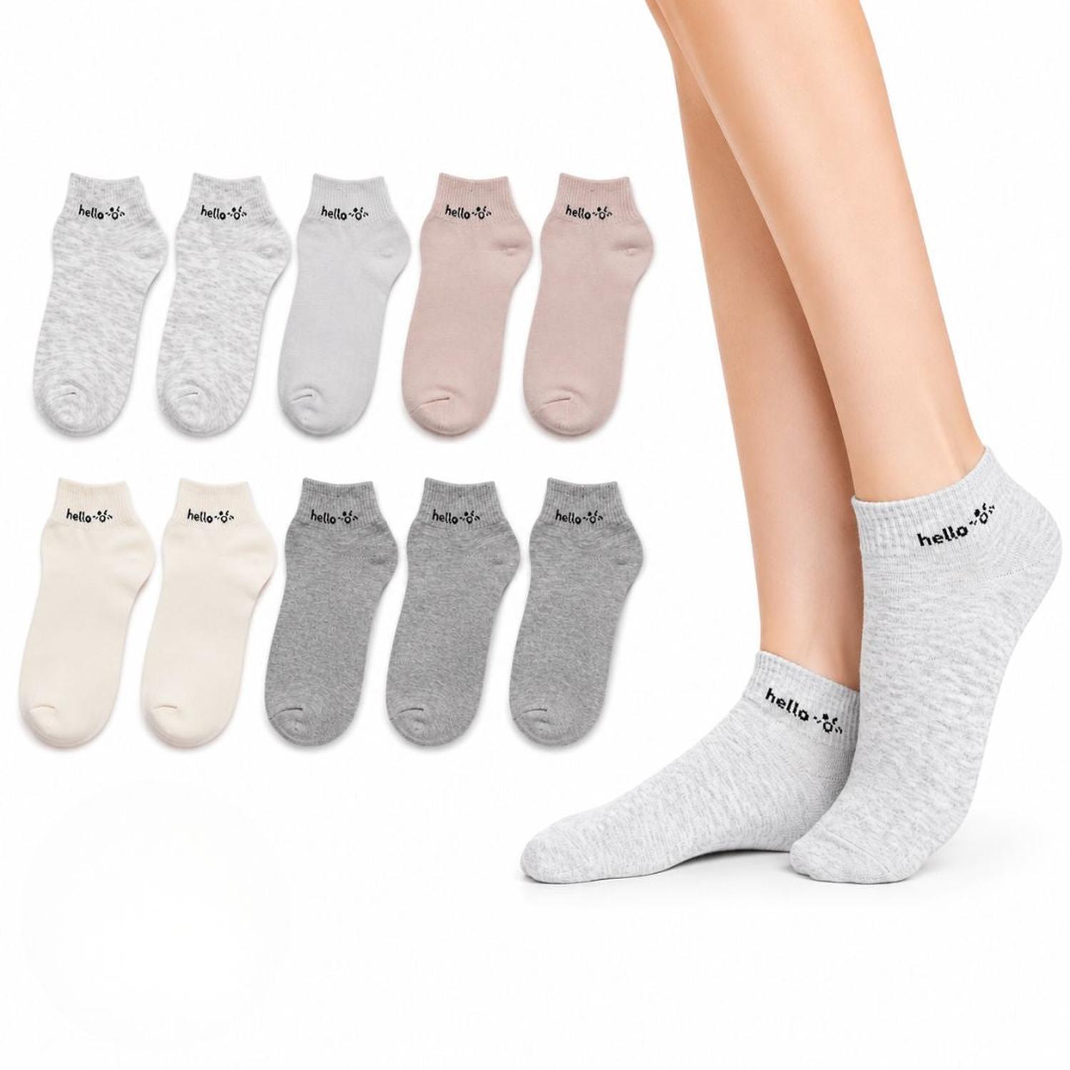 PACK X10 PARES DE MEDIAS CORTAS COTTON HELLO PARA MUIJER TALLA 22 A 24CM - 7