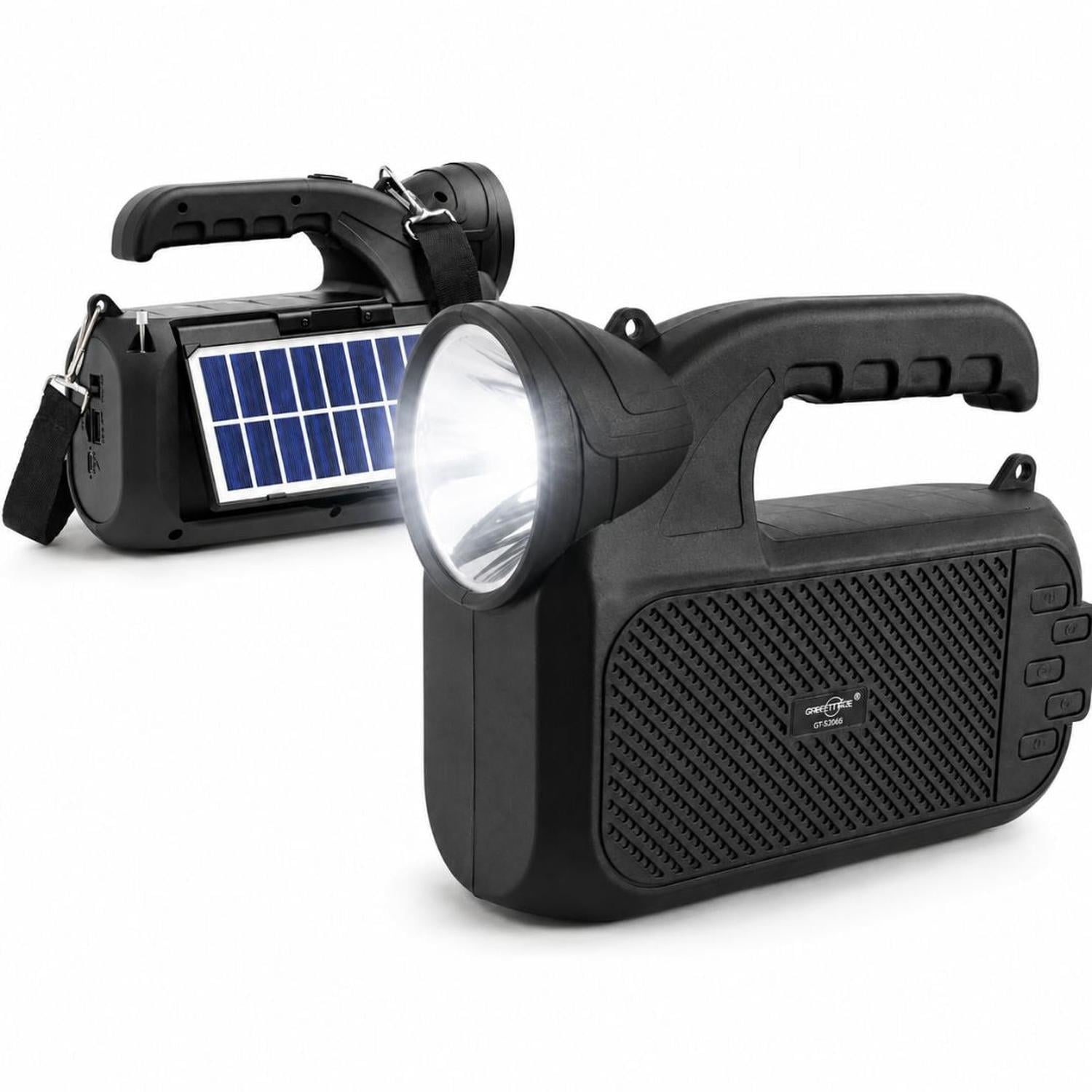 PARLANTE BLUETOOTH GTS-2068 CON LINTERNA Y PANEL SOLAR RECARGABLE RADIO USB TF - 1