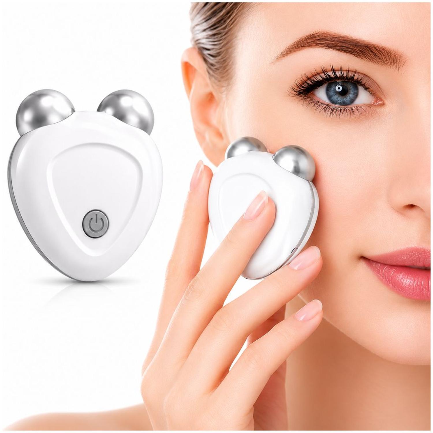 MASAJEADOR FACIAL DE MICROCORRIENTE RECARGABLE DOBLE CABEZAL PARA ARRUGAS FLACIDEZ TAMAÑO M - 1