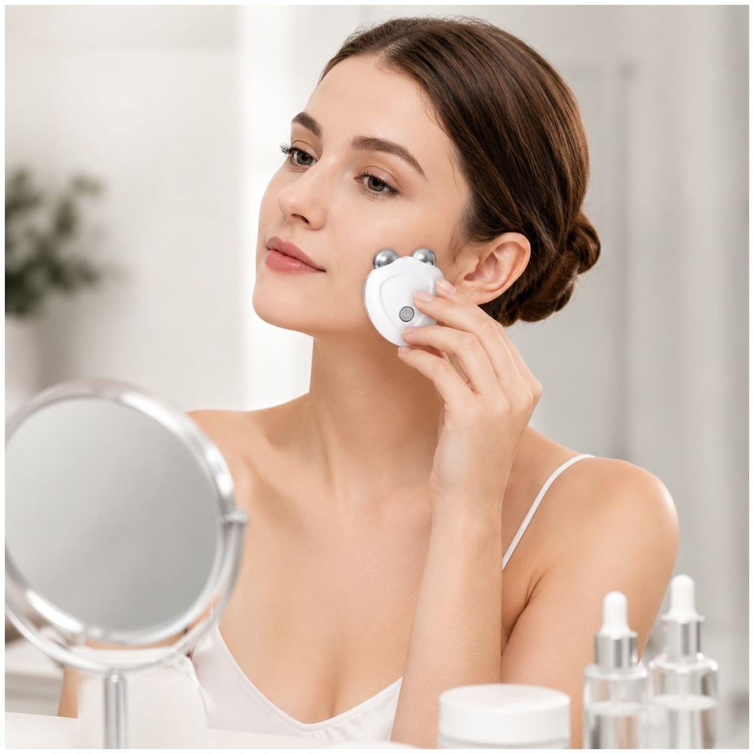 MASAJEADOR FACIAL DE MICROCORRIENTE RECARGABLE DOBLE CABEZAL PARA ARRUGAS FLACIDEZ TAMAÑO M - 5