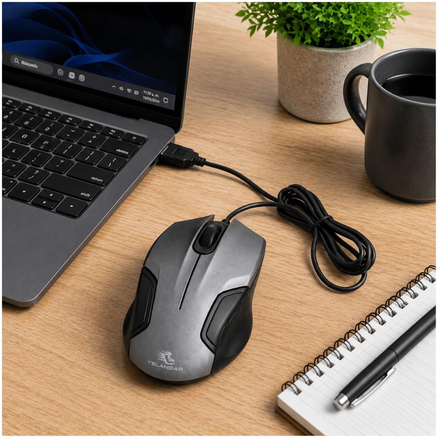 MOUSE ÓPTICO GAMER USB YELANDAR ERGONÓMICO 3200 DPI AJUSTABLE TAMAÑO M - 3