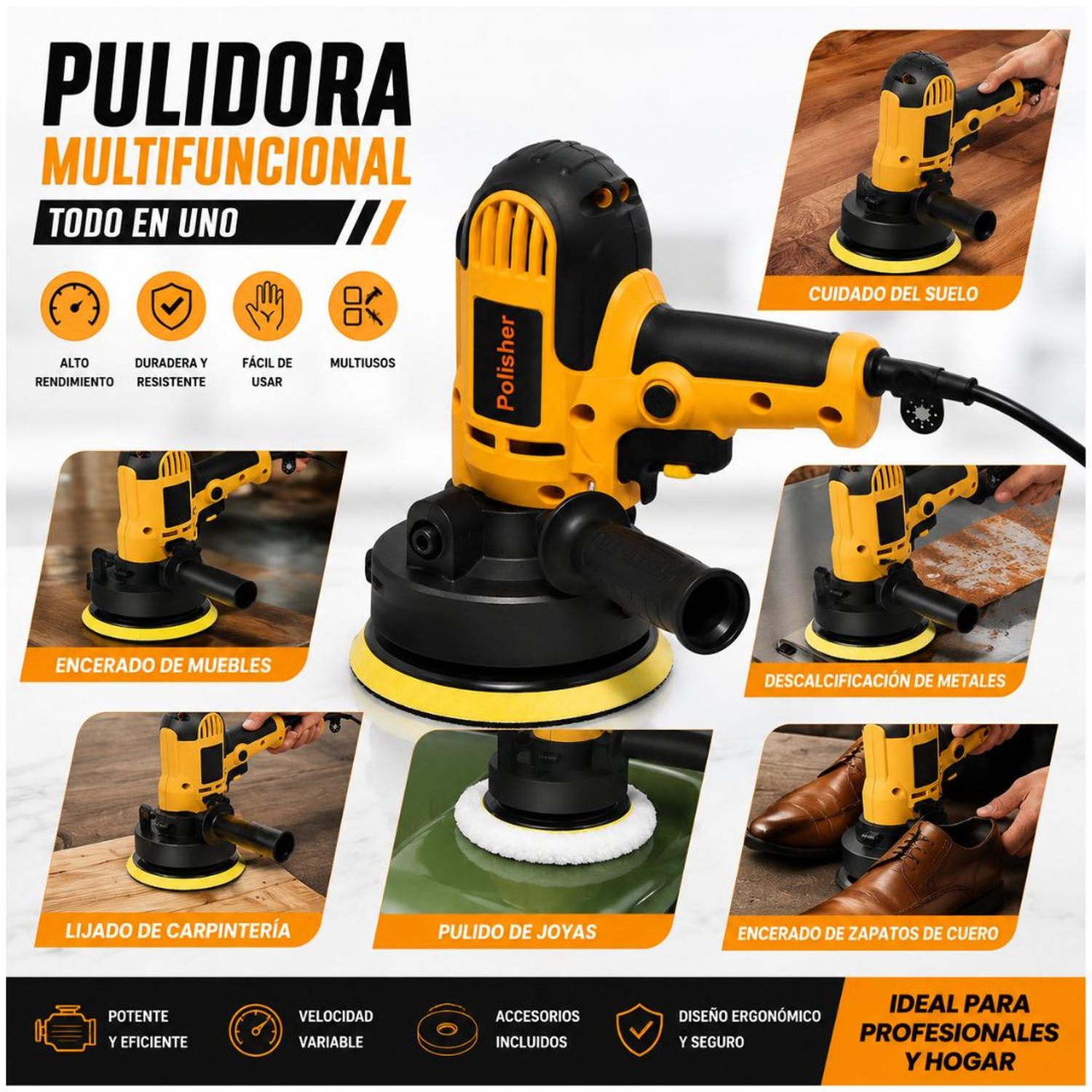 PULIDORA LIJADORA PROFESIONAL DWE6401 ELÉCTRICA ORBITAL 5' 700W DE 600-3700 RPM - 2