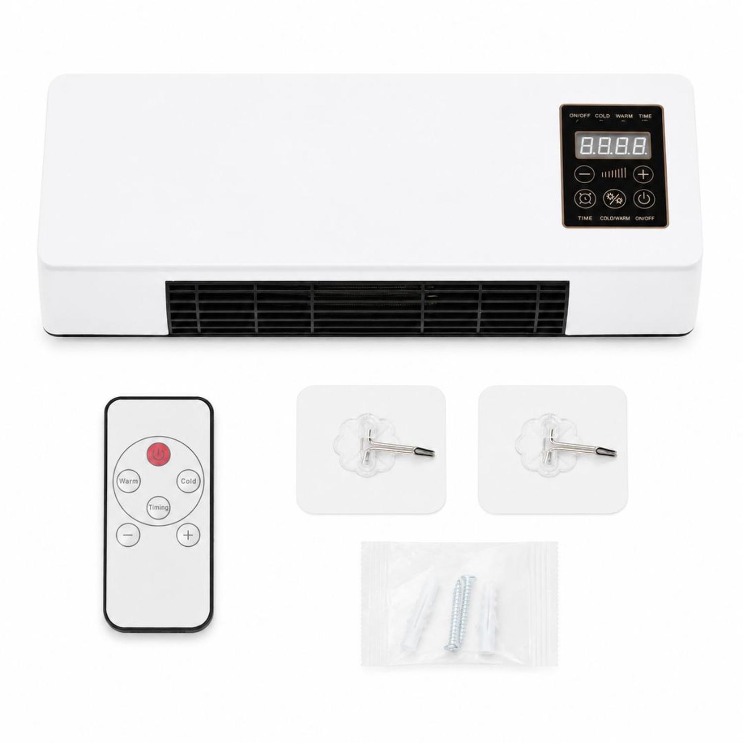 VENTILADOR CALEFACTOR ELÉCTRICO DE PARED 2 EN 1 DE 2000W PANTALLA LED CONTROL REMOTO - 6