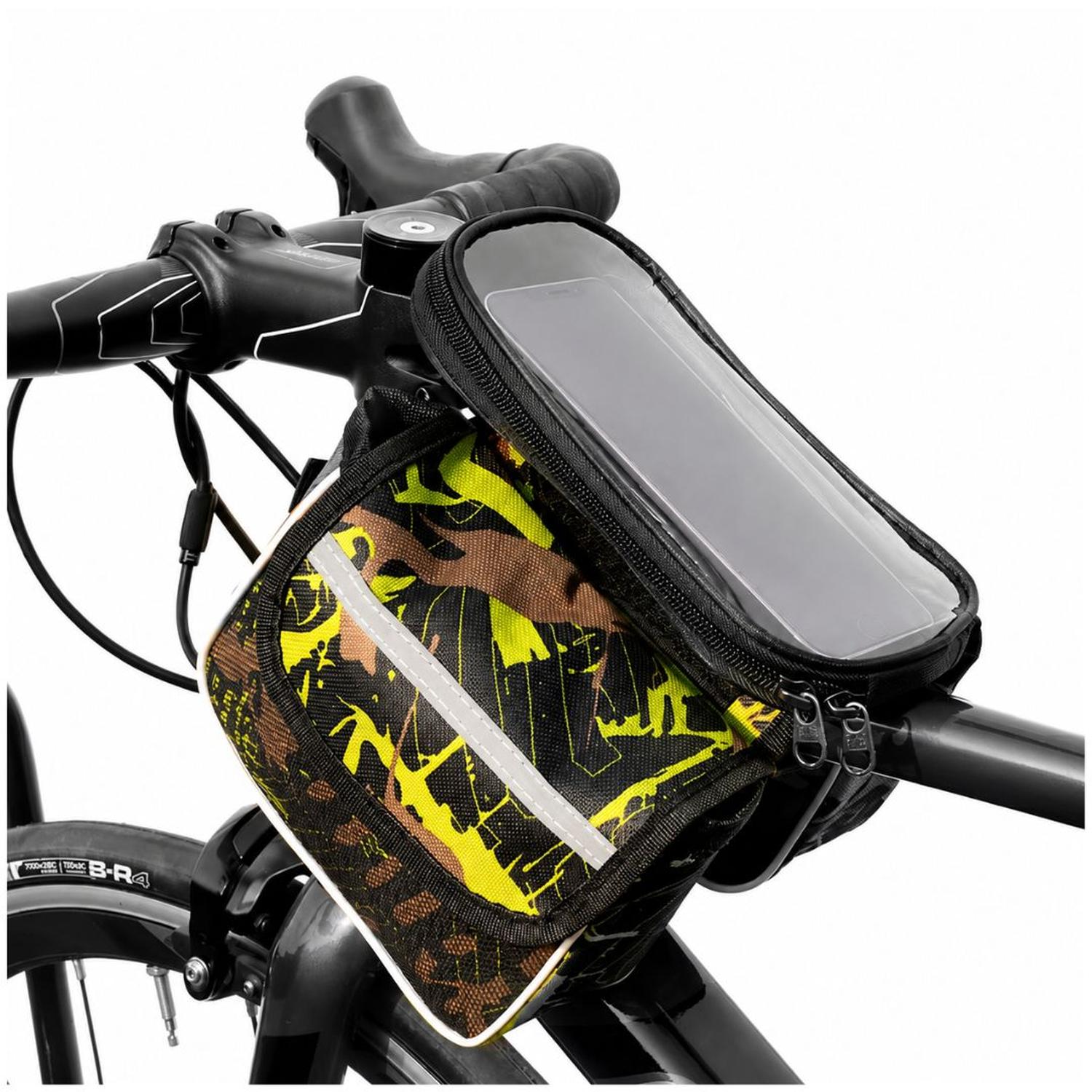 CANGURO PORTAOBJETOS PARA BICICLETA CON DOBLE COMPARTIMENTO Y PORTA CELULAR TÁCTIL TAMAÑO M - 5
