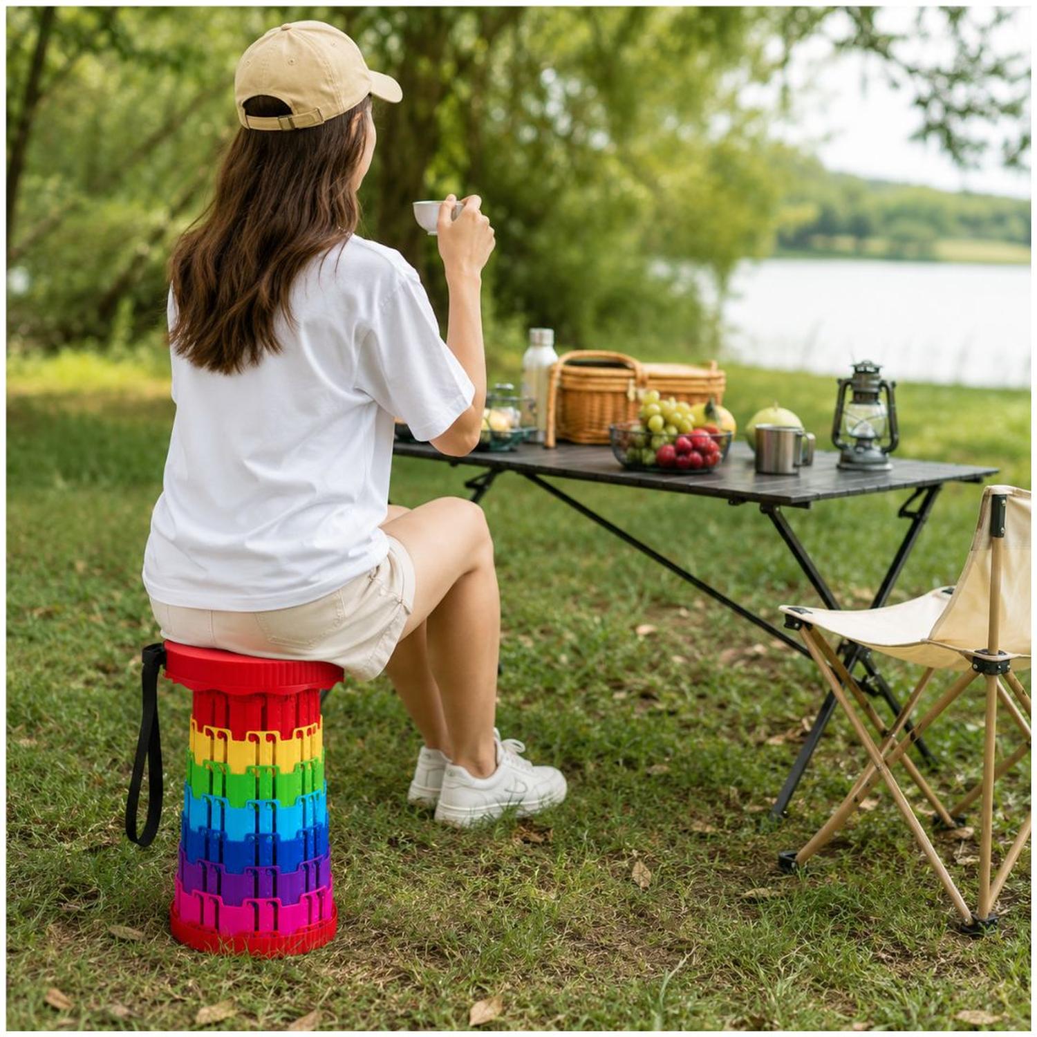 BANCO PLEGABLE RETRÁCTIL PORTÁTIL MULTIUSOS PARA CAMPING PESCA VIAJES COLOR ALEATORIO - 4