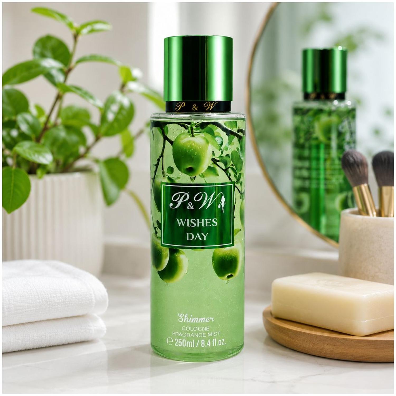 PERFUME MUJER 250ML COLONIA CORPORAL PYW FRAGANCIA MANZANA VERDE CON BRILLO - 3