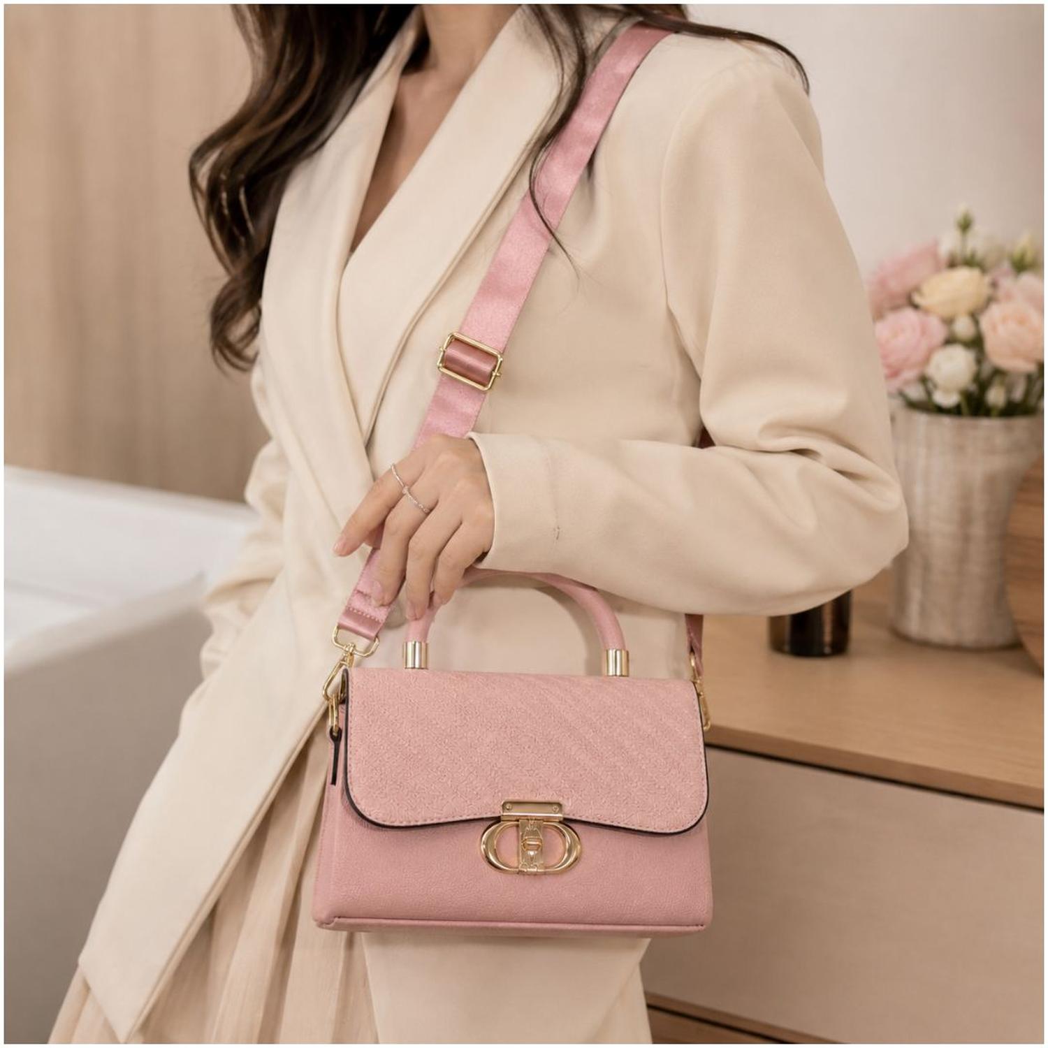 CARTERA DE MANO ELEGANTE PARA MUJER CON CORREA AJUSTABLE Y BROCHE DORADO - 1