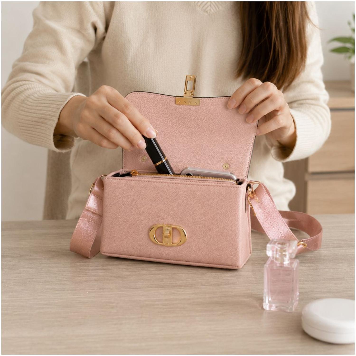 CARTERA DE MANO ELEGANTE PARA MUJER CON CORREA AJUSTABLE Y BROCHE DORADO - 2