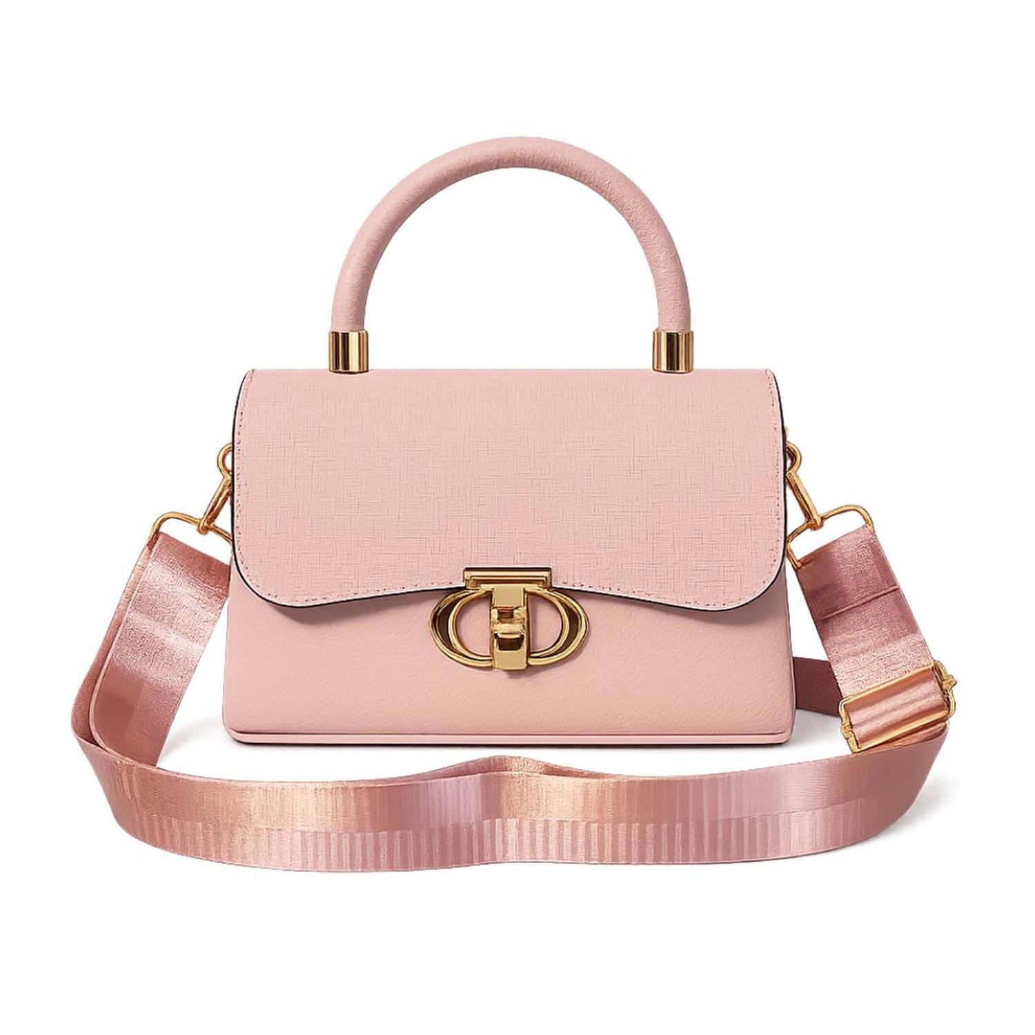 CARTERA DE MANO ELEGANTE PARA MUJER CON CORREA AJUSTABLE Y BROCHE DORADO - 6