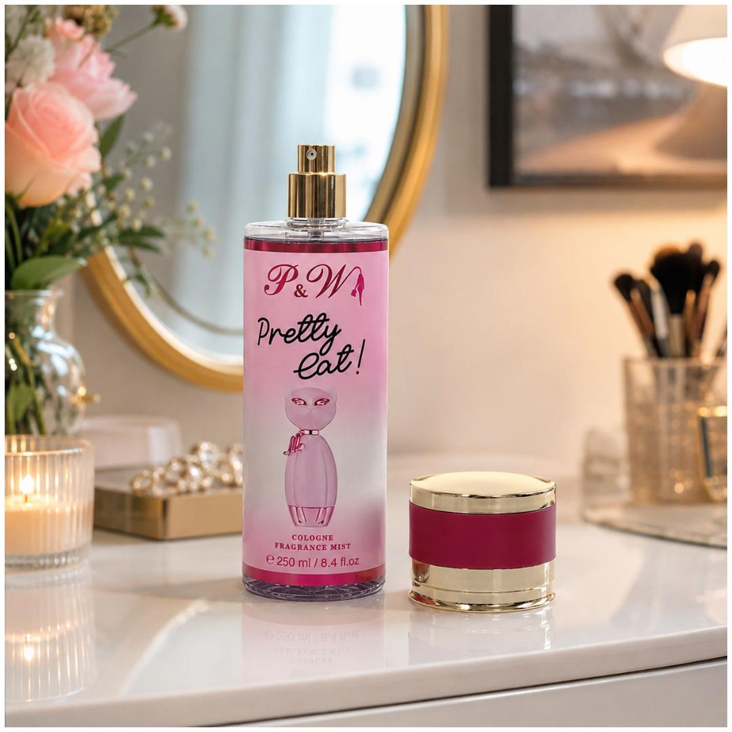 PERFUME MUJER 250ML COLONIA CORPORAL PRETTY CAT PYW FRAGANCIA DULCE Y FRESCA - 2
