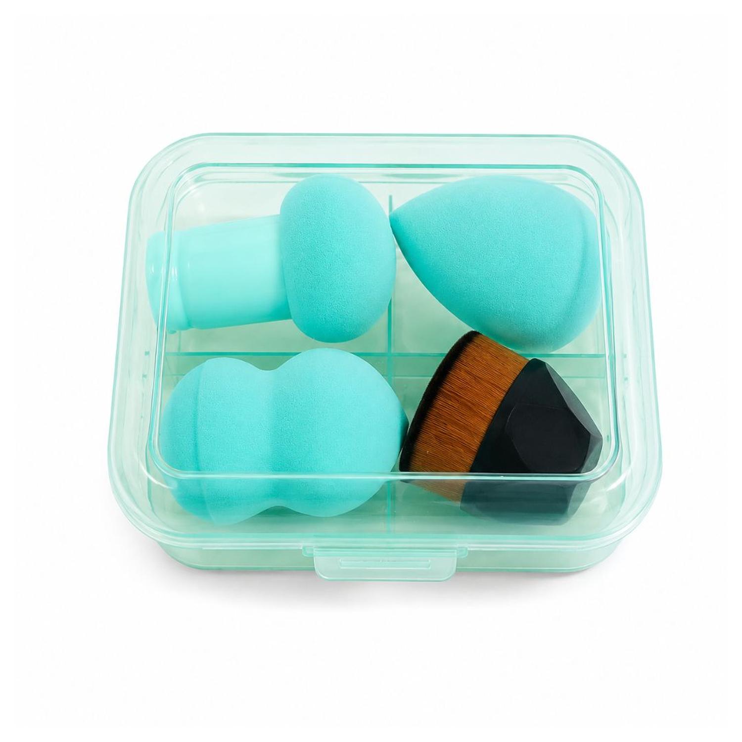 SET X4 ESPONJAS DE MAQUILLAJE CON BROCHA CON ESTUCHE ORGANIZADOR PORTÁTIL - 6