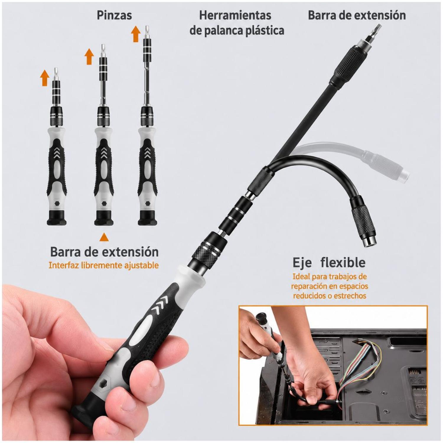 KIT DESTORNILLADOR 115 PIEZAS CON 98 PUNTAS MAGNÉTICAS DE PRECISIÓN MULTIUSOS - 7