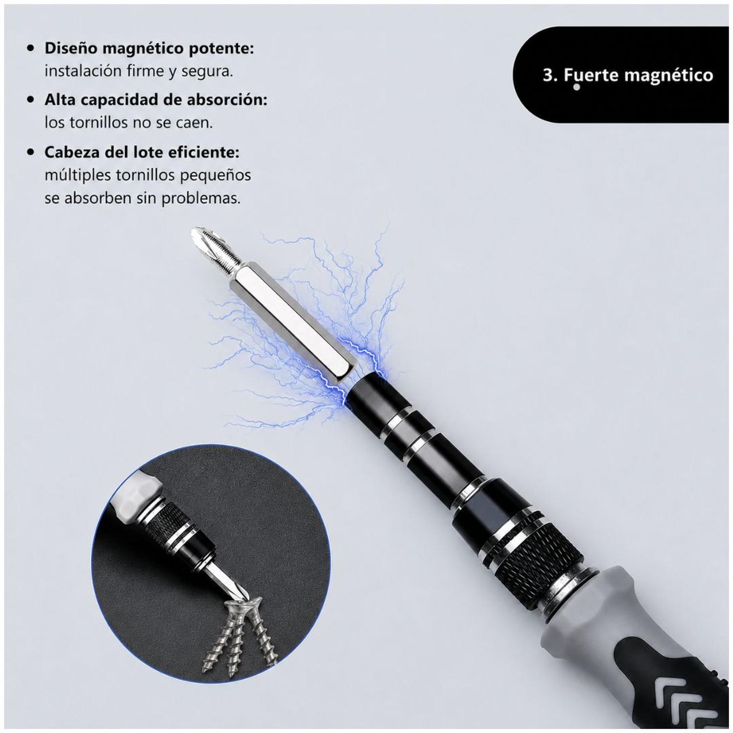 KIT DESTORNILLADOR 115 PIEZAS CON 98 PUNTAS MAGNÉTICAS DE PRECISIÓN MULTIUSOS - 8