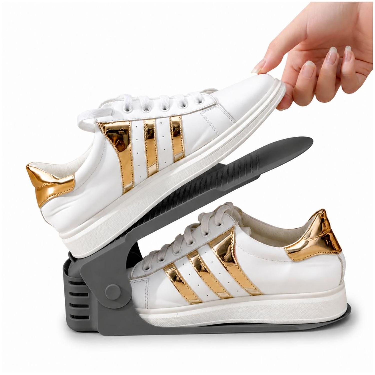PACK X10 ORGANIZADORES DE ZAPATOS GRIS ALTURA AJUSTABLE PLEGABLE - 1
