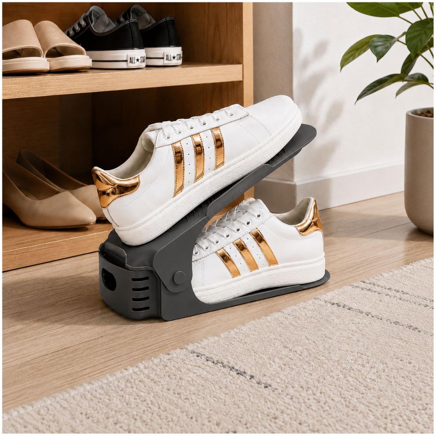 PACK X10 ORGANIZADORES DE ZAPATOS GRIS ALTURA AJUSTABLE PLEGABLE - 2