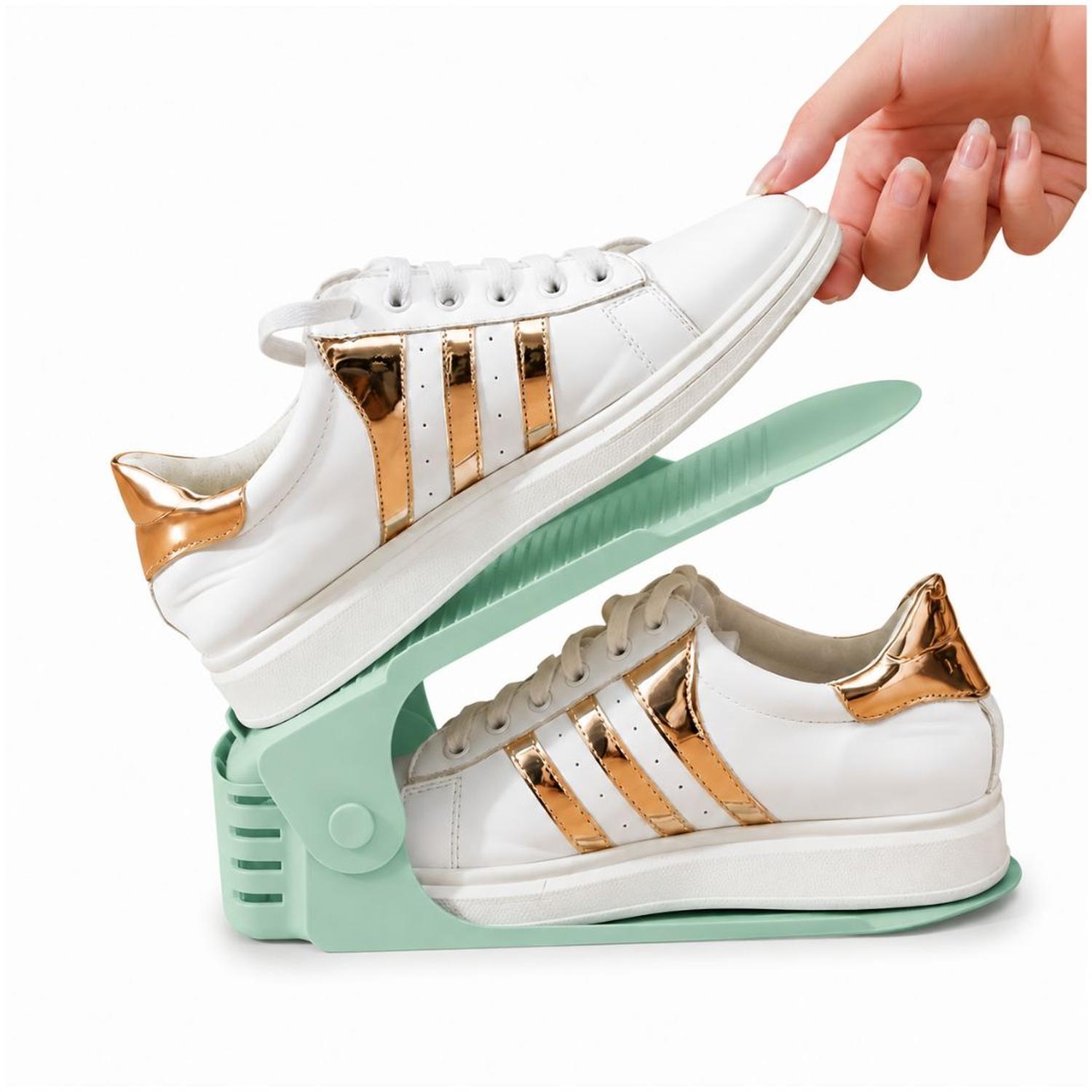 PACK X10 ORGANIZADORES DE ZAPATOS VERDE ALTURA AJUSTABLE PLEGABLE - 1