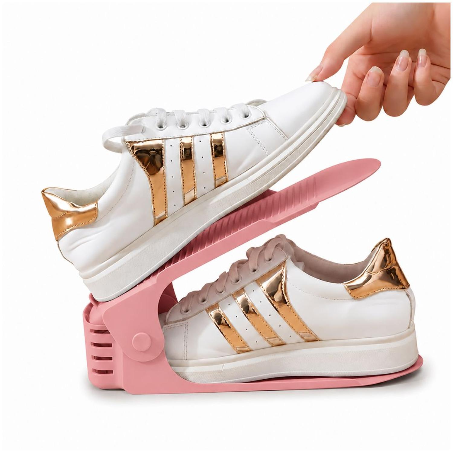 PACK X10 ORGANIZADORES DE ZAPATOS ROSADO ALTURA AJUSTABLE PLEGABLE - 1