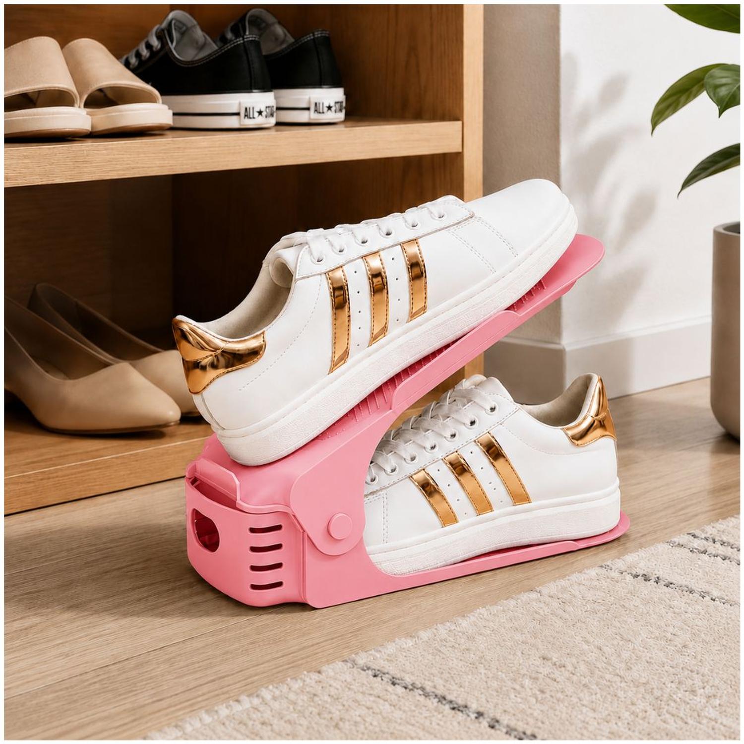 PACK X10 ORGANIZADORES DE ZAPATOS ROSADO ALTURA AJUSTABLE PLEGABLE - 2