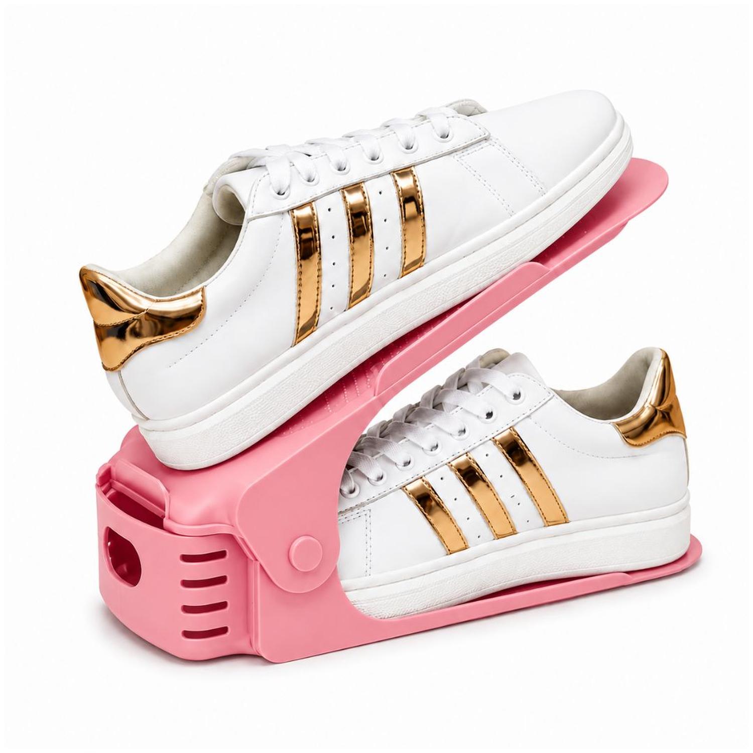 PACK X10 ORGANIZADORES DE ZAPATOS ROSADO ALTURA AJUSTABLE PLEGABLE - 5