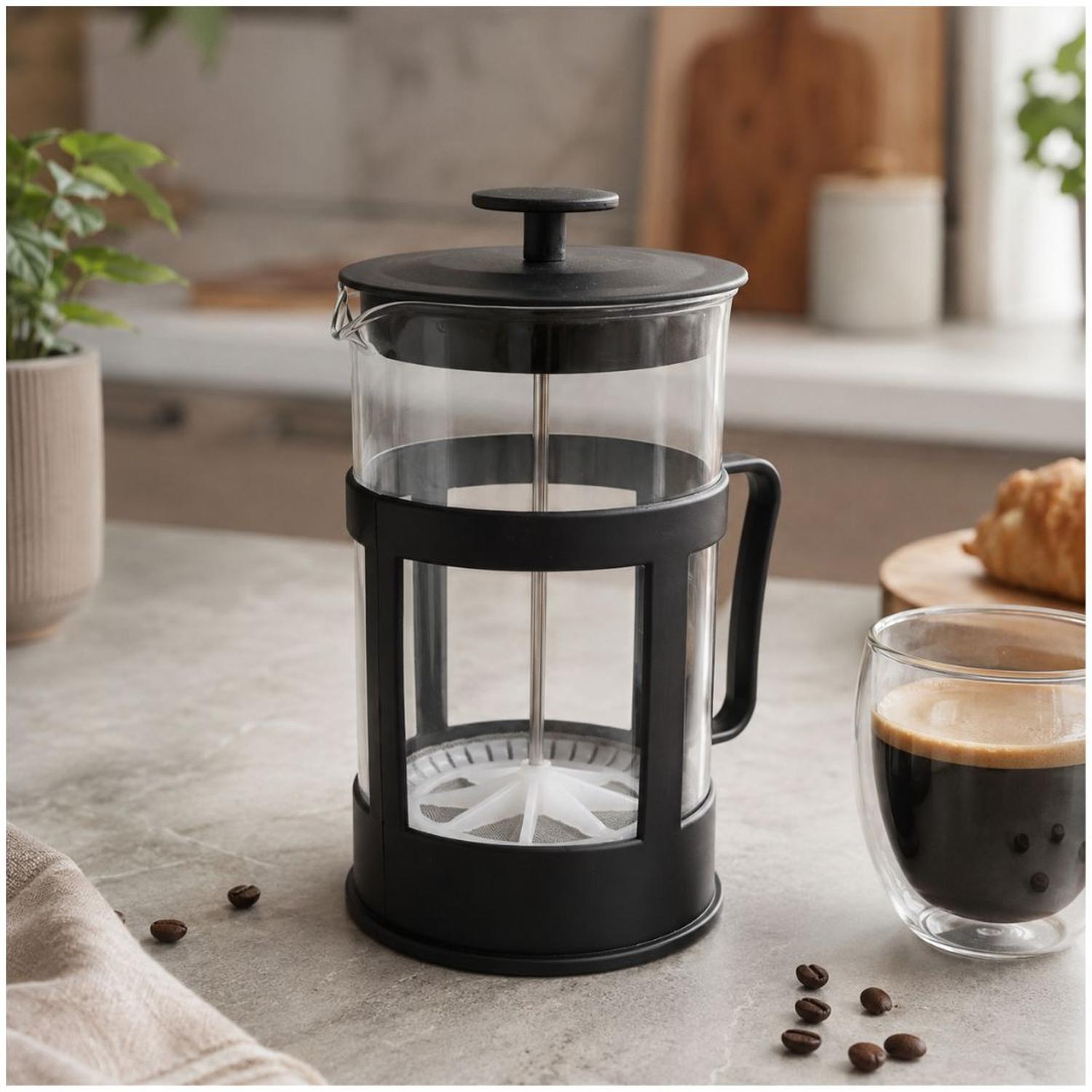 CAFETERA MANUAL PRENSA FRANCESA DE VIDRIO 1000 ML PARA CAFÉ Y TÉ CON FILTRO DE ÉMBOLO - 3