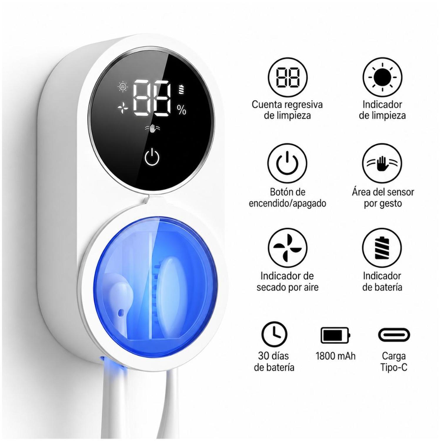 ESTERILIZADOR UV CEPILLOS DE DIENTES DENTAL INTELIGENTE PANTALLA DIGITAL SENSOR DE APERTURA - 3