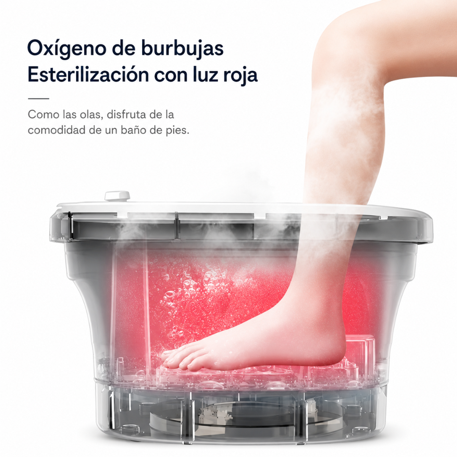 BAÑERA ELÉCTRICA PLEGABLE DE PIES CALEFACCIÓN 500W HIDROMASAJE Y RODILLOS MASAJEADOR - 3