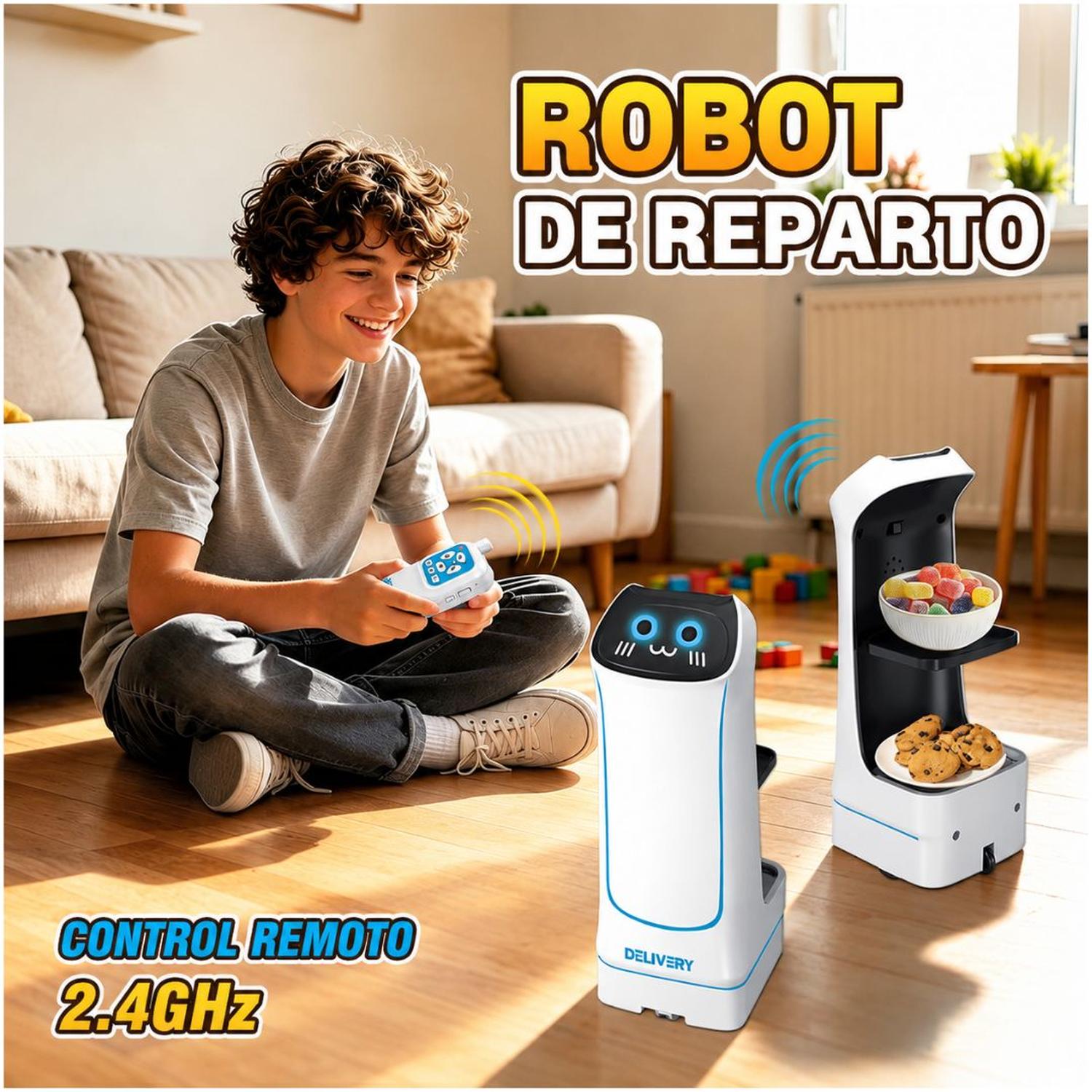 ROBOT DELIVERY INTELIGENTE A CONTROL REMOTO 2.4GHZ CON BANDEJAS DESMONTABLES - 2