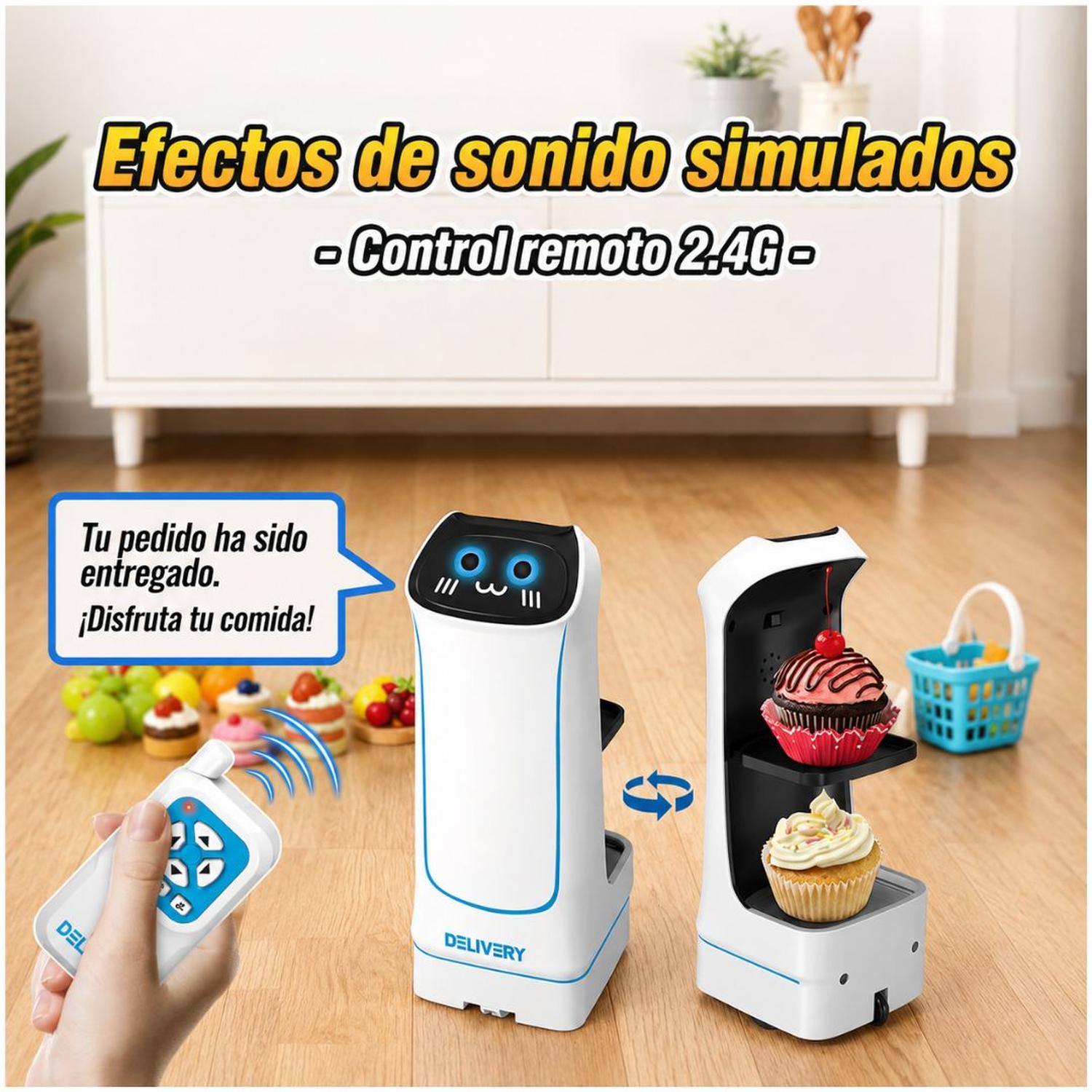 ROBOT DELIVERY INTELIGENTE A CONTROL REMOTO 2.4GHZ CON BANDEJAS DESMONTABLES - 3