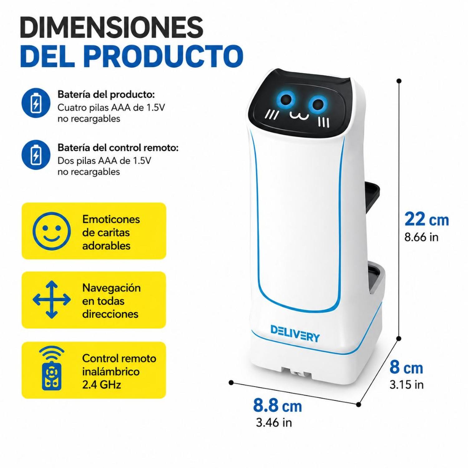 ROBOT DELIVERY INTELIGENTE A CONTROL REMOTO 2.4GHZ CON BANDEJAS DESMONTABLES - 6
