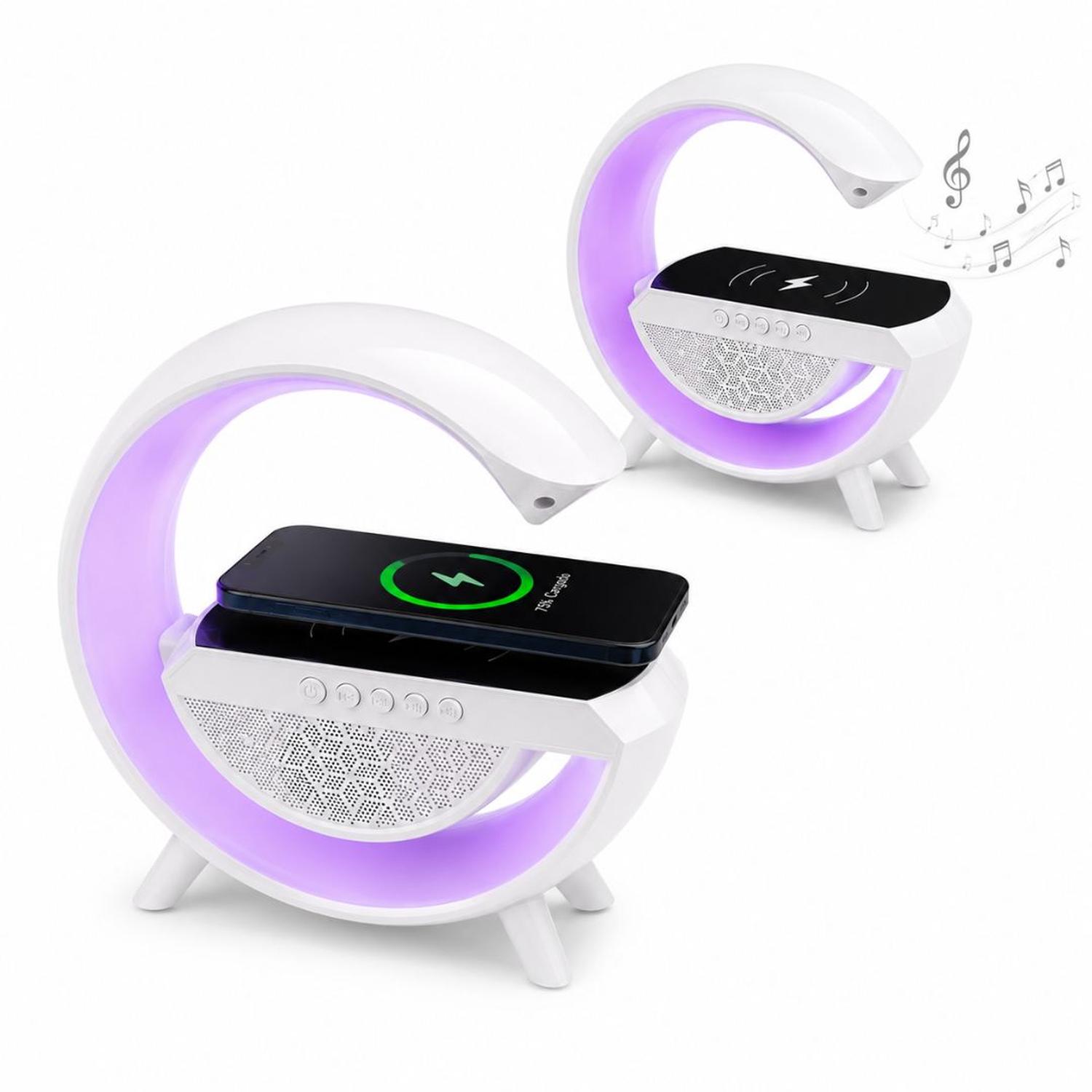 LÁMPARA LED RGB INTELIGENTE 3 EN 1 CARGADOR INALÁMBRICO PARLANTE BLUETOOTH BT2301 - 1