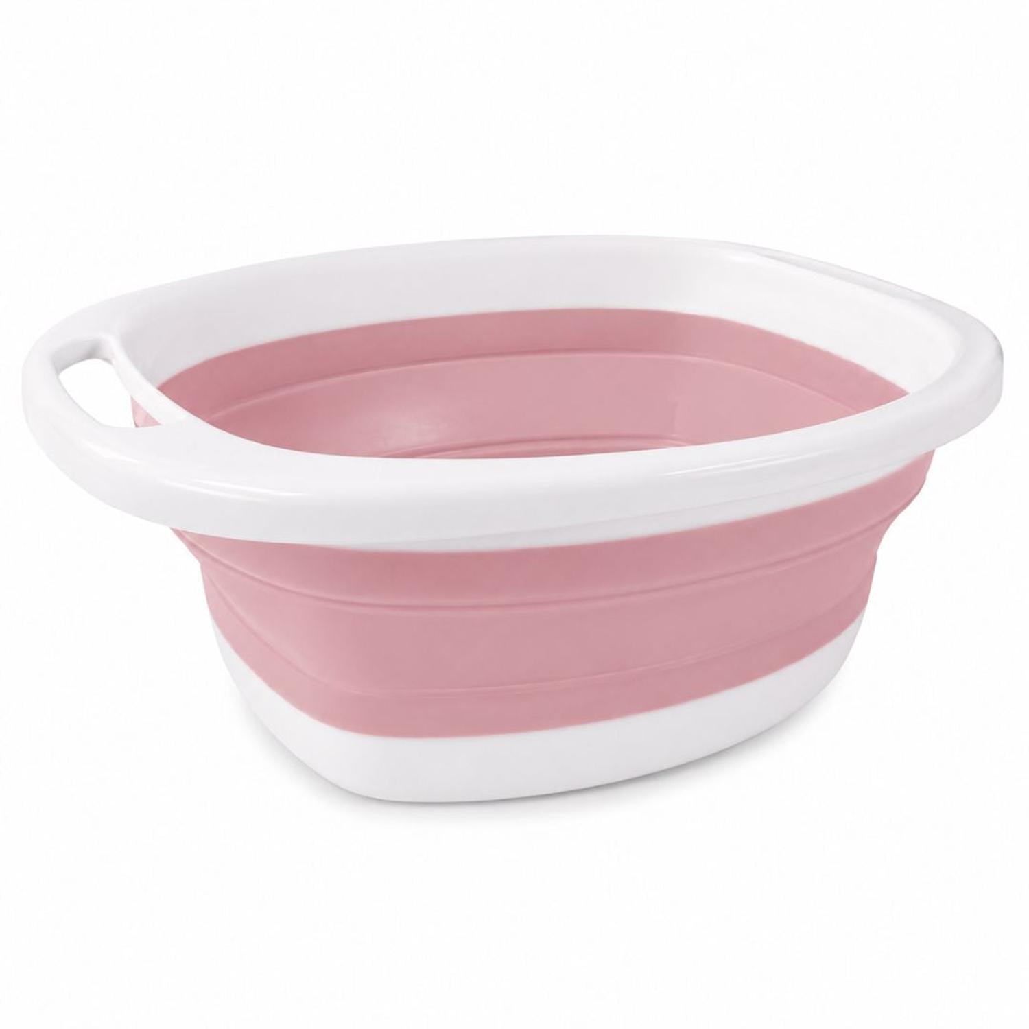 LAVADERO TINA PLEGABLE DE SILICONA MULTIFUNCIONAL PORTÁTIL CON ASAS ROSA TAMAÑO M - 4