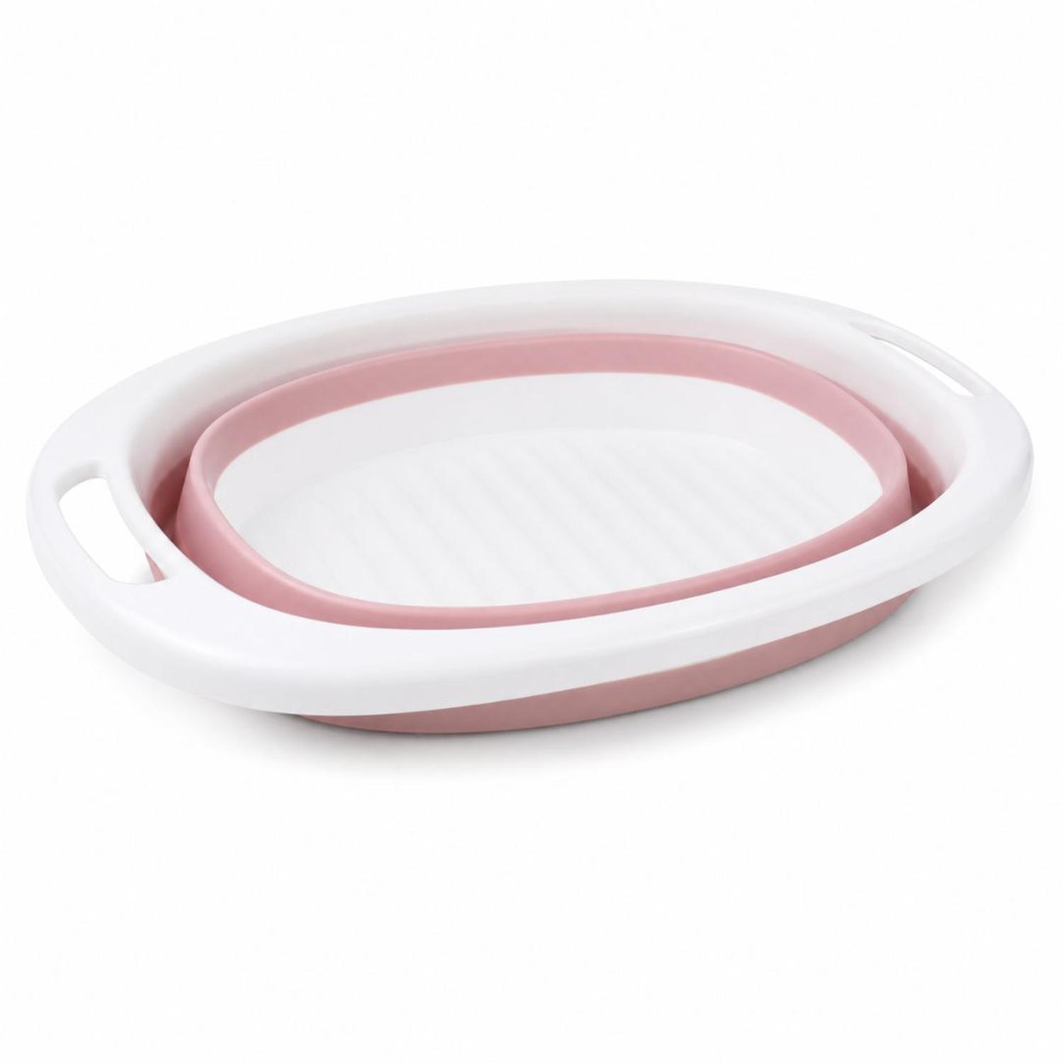 LAVADERO TINA PLEGABLE DE SILICONA MULTIFUNCIONAL PORTÁTIL CON ASAS ROSA TAMAÑO M - 5