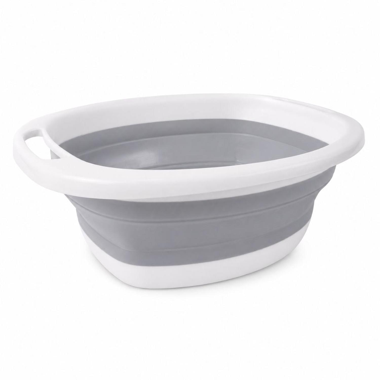 LAVADERO TINA PLEGABLE DE SILICONA MULTIFUNCIONAL PORTÁTIL CON ASAS GRIS OSCURO TAMAÑO M - 4