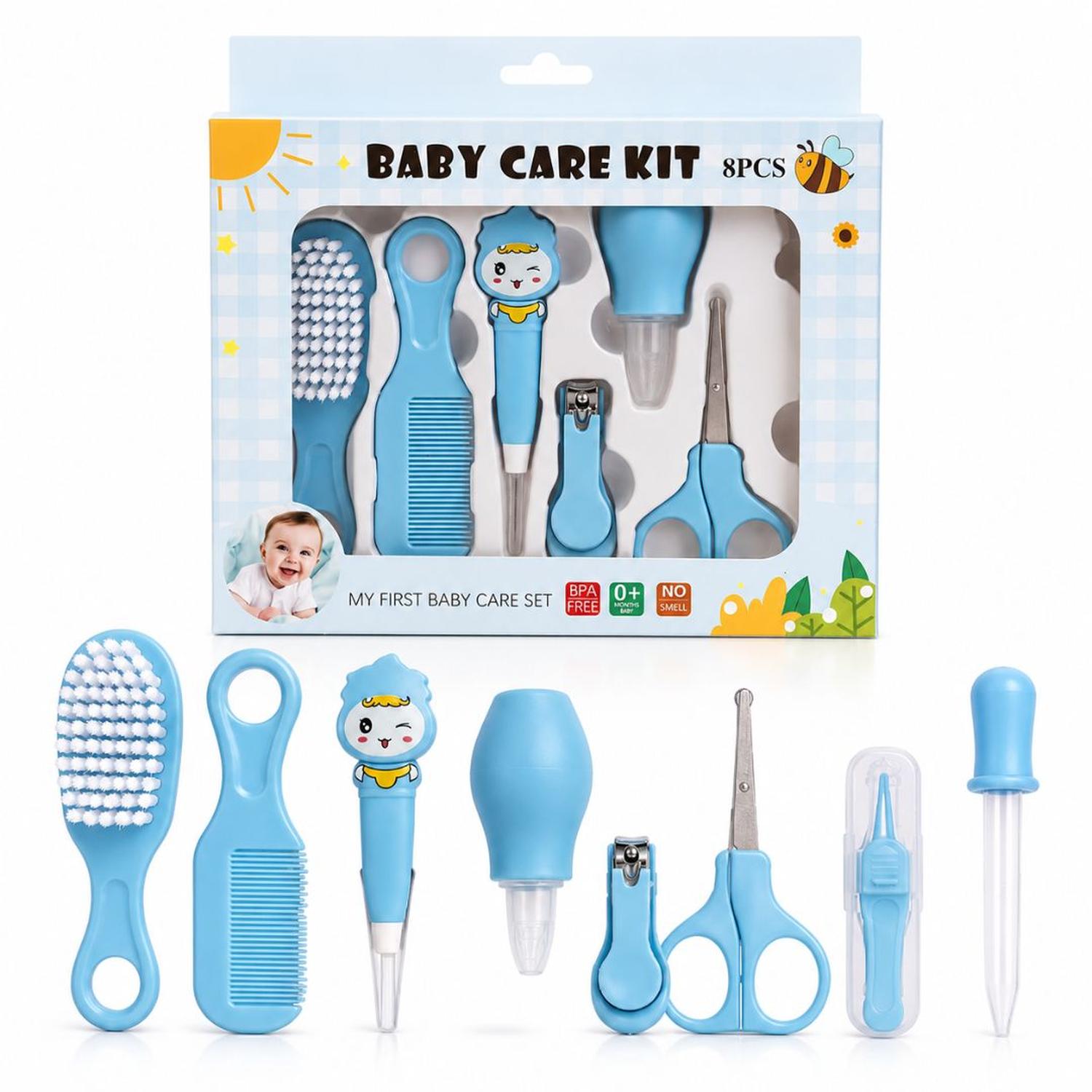 KIT DE CUIDADO HIGIENE CORTAÚÑAS PARA BEBÉ RECIÉN NACIDO 8 PIEZAS TAMAÑO M - 1