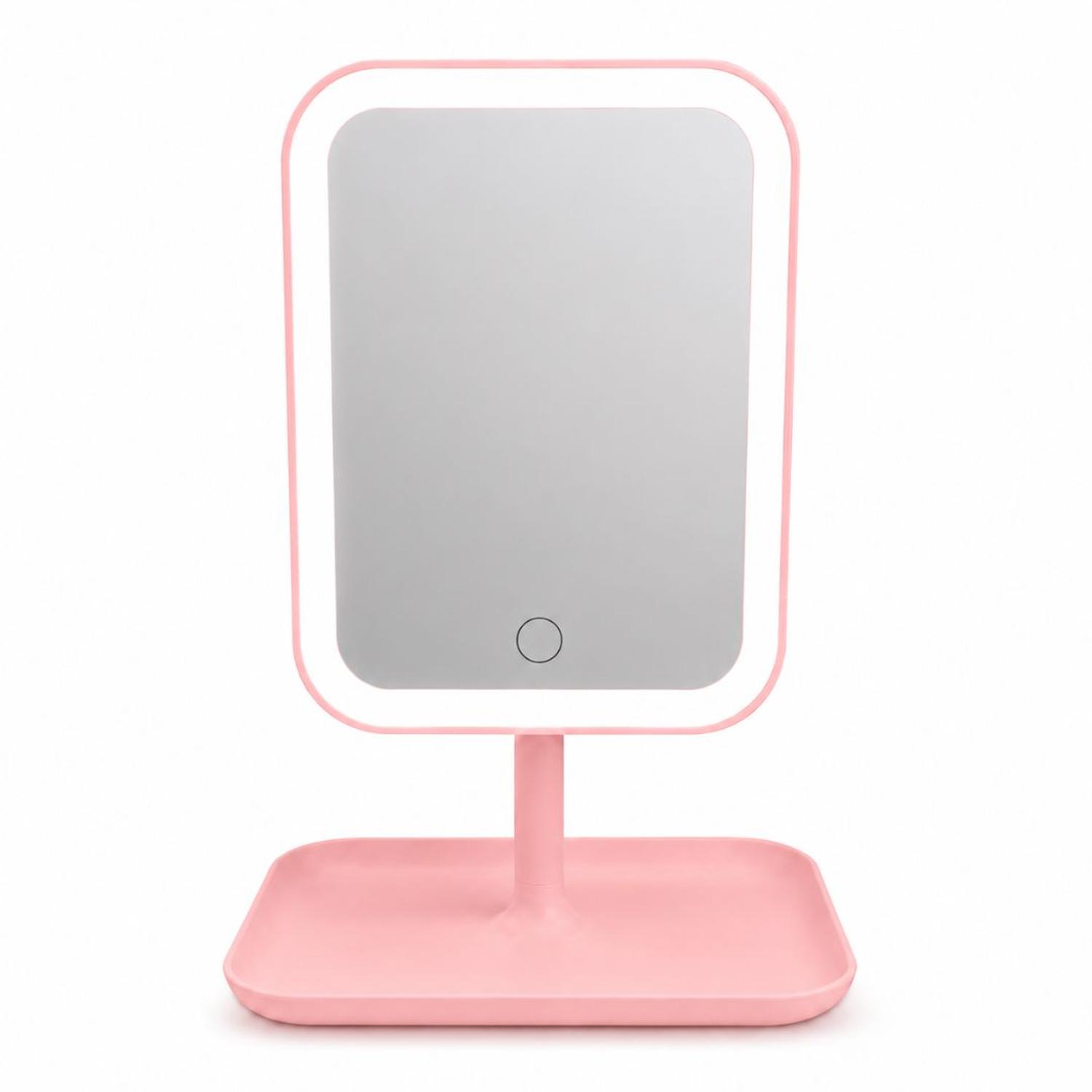 ESPEJO LED ROSADO RECARGABLE 3 TONOS DE ILUMINACIÓN CONTROL TÁCTIL ÁNGULO AJUSTABLE - 5
