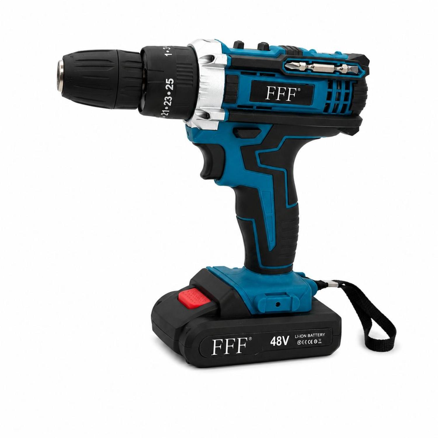 KIT TALADRO ELÉCTRICO AZUL INALÁMBRICO CON DOBLE BATERÍA CON MALETÍN Y ACCESORIOS - 6