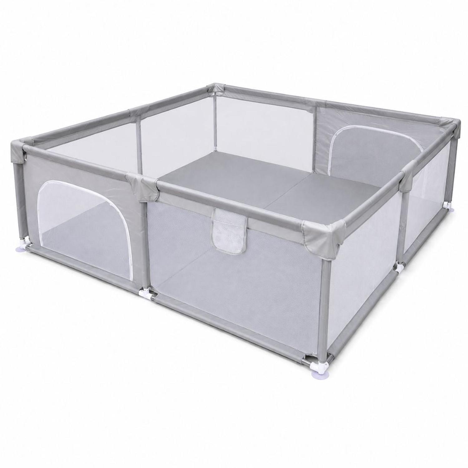 CORRAL DE JUEGOS PARA BEBÉ 200X200 CM CON MALLA DE SEGURIDAD 2 PUERTAS CON CIERRE - 6