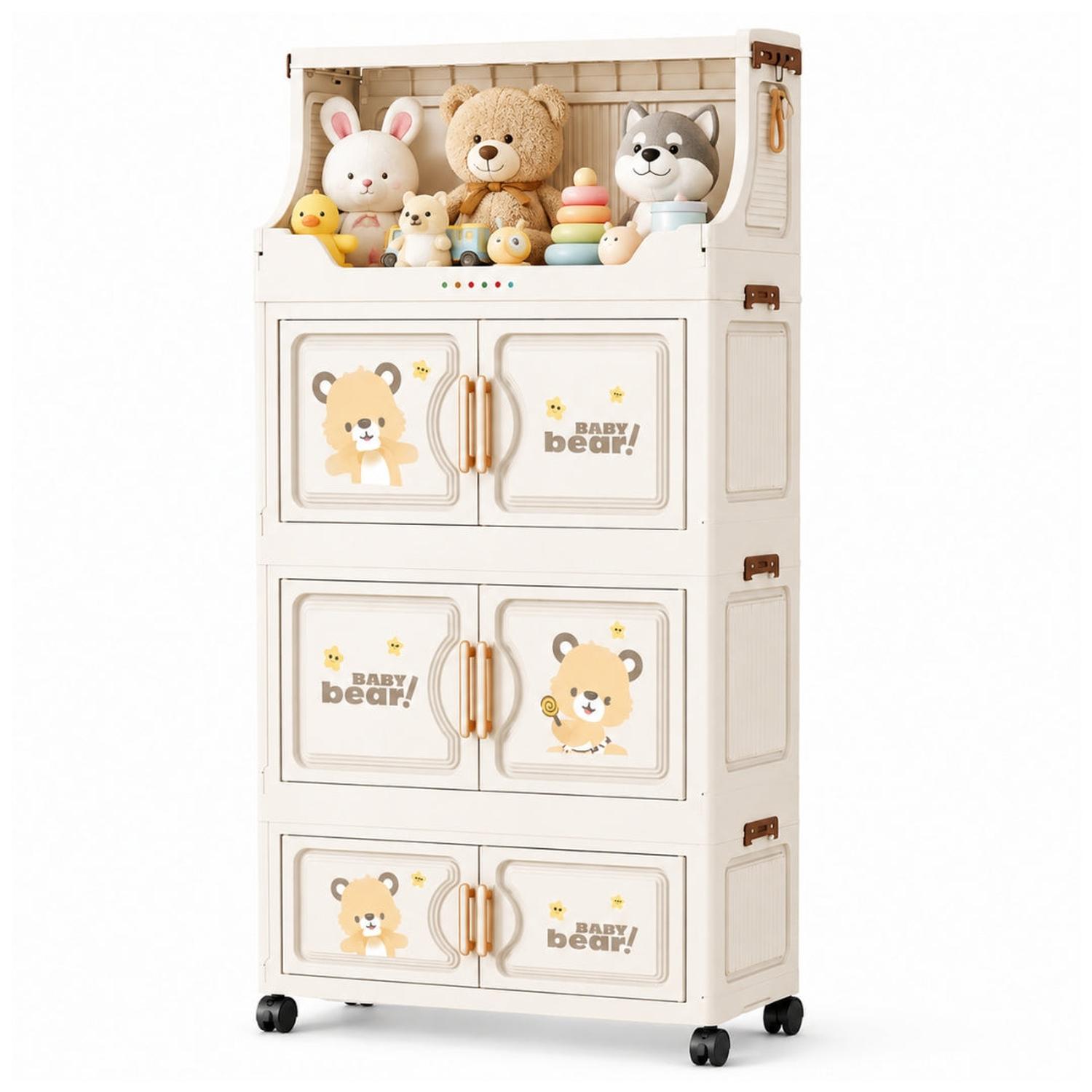ARMARIO ORGANIZADOR DE JUGUETES INFANTIL MULTIFUNCIONAL PLEGABLE 104X60X29CM - 3