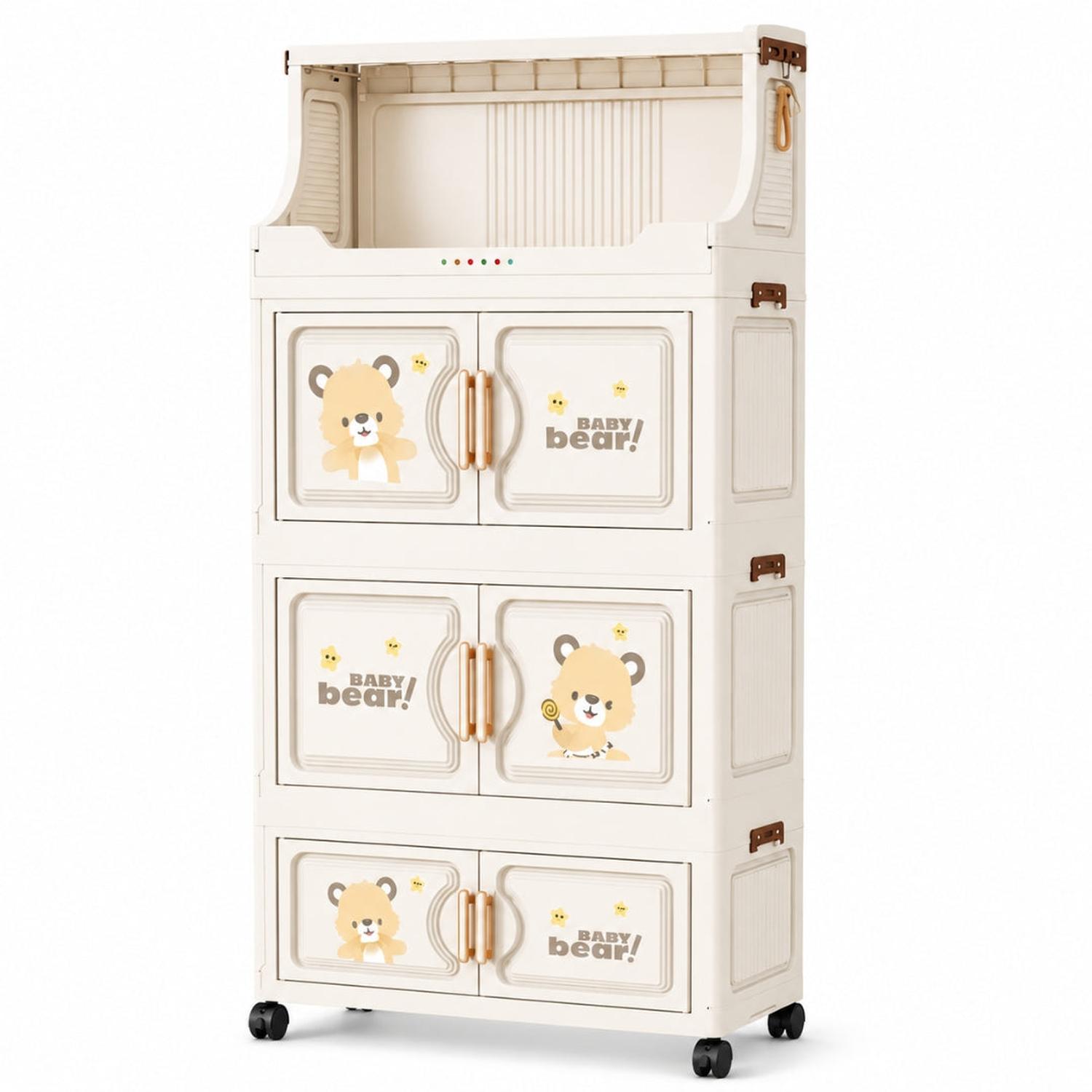 ARMARIO ORGANIZADOR DE JUGUETES INFANTIL MULTIFUNCIONAL PLEGABLE 104X60X29CM - 5