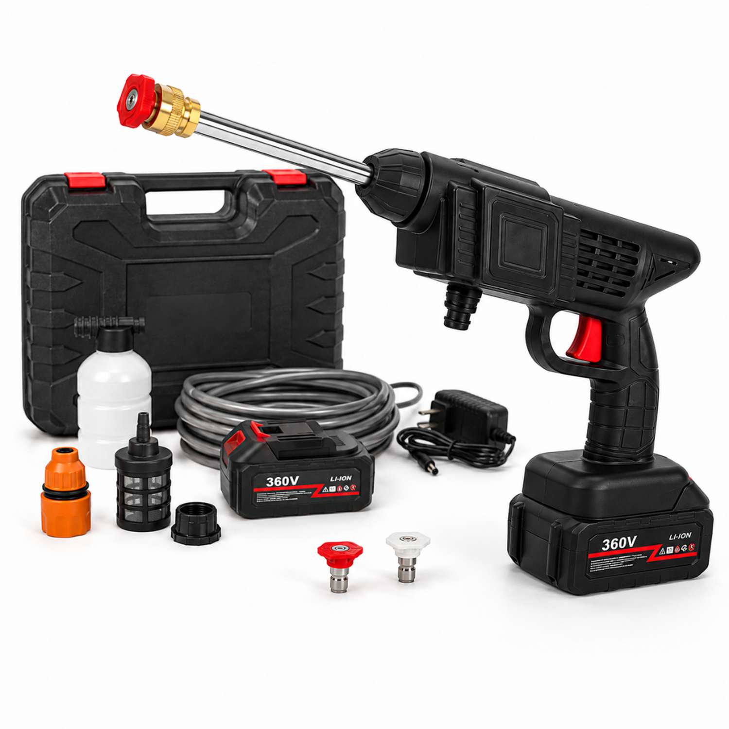 HIDROLAVADORA ALTA PRESIÓN INALÁMBRICA 360VF DOBLE BATERÍA RECARGABLE AUTO HIDROJET - 1