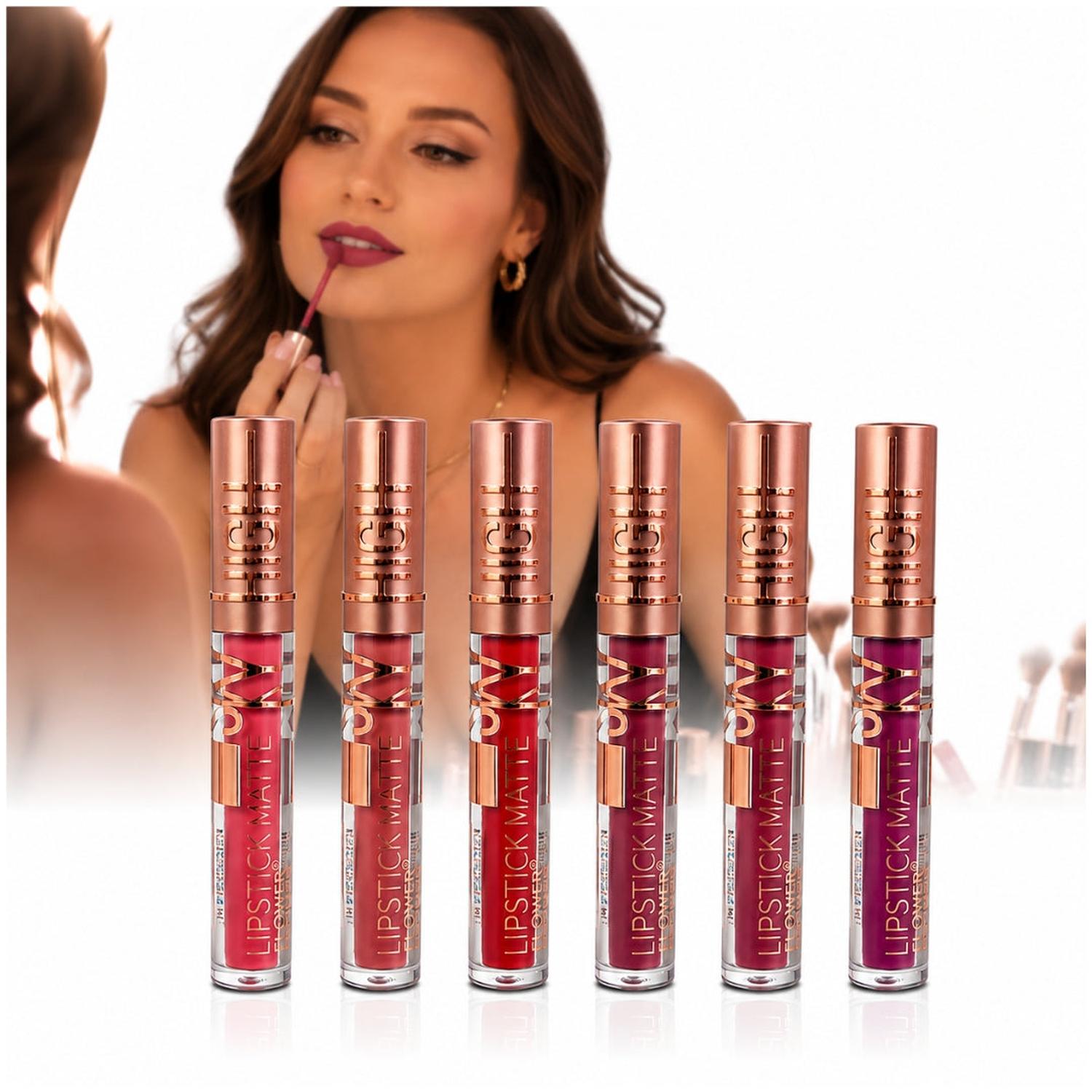 PACK X6 TONOS LABIALES LÍQUIDOS MATE FLOWER SECRET DE LARGA DURACIÓN - 1